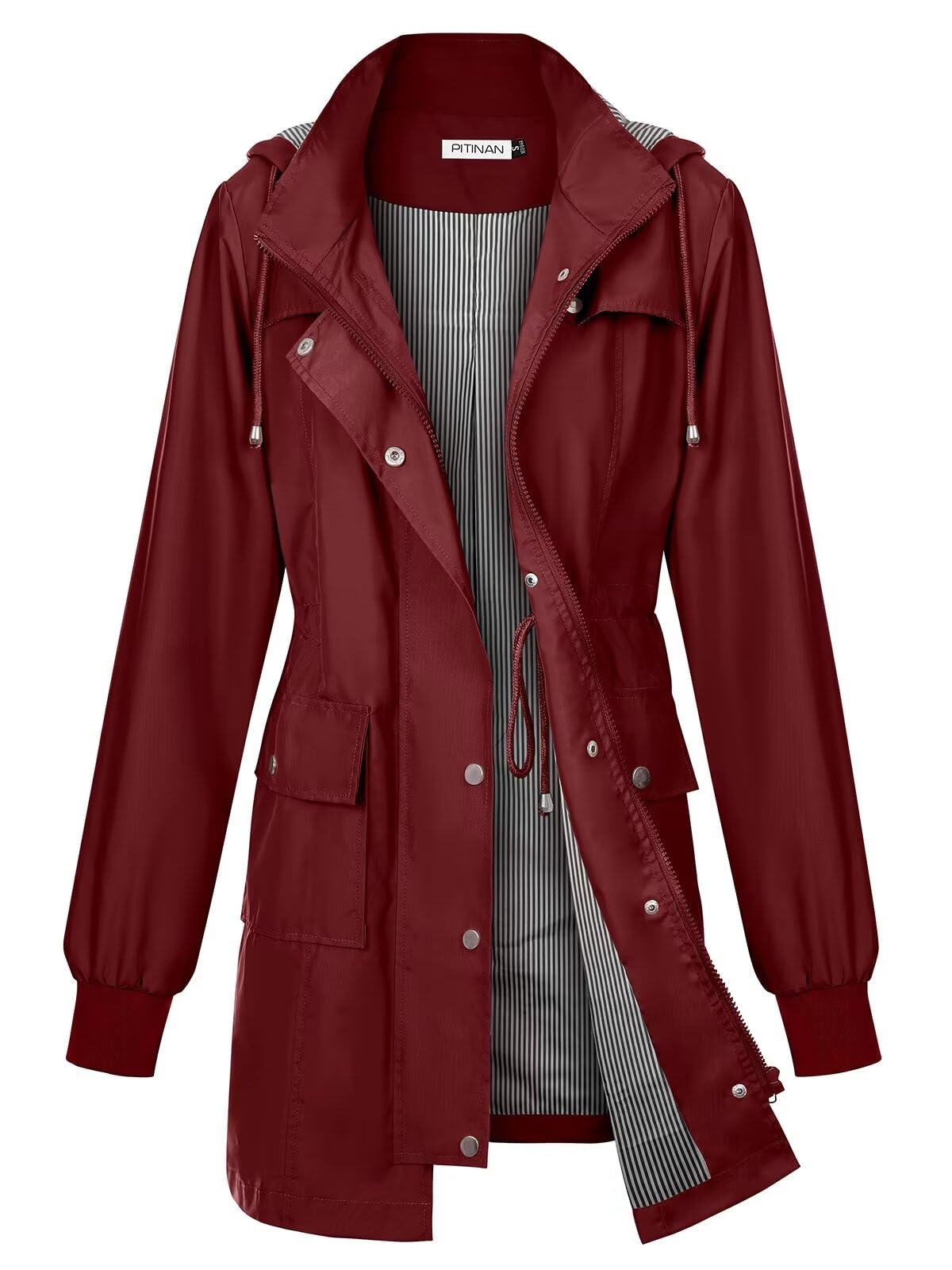 PITINAN Rain Jackets For Women Waterproof Rain Coats with Hood Lightweight Windbreaker Outdoor Womens Raincoats
