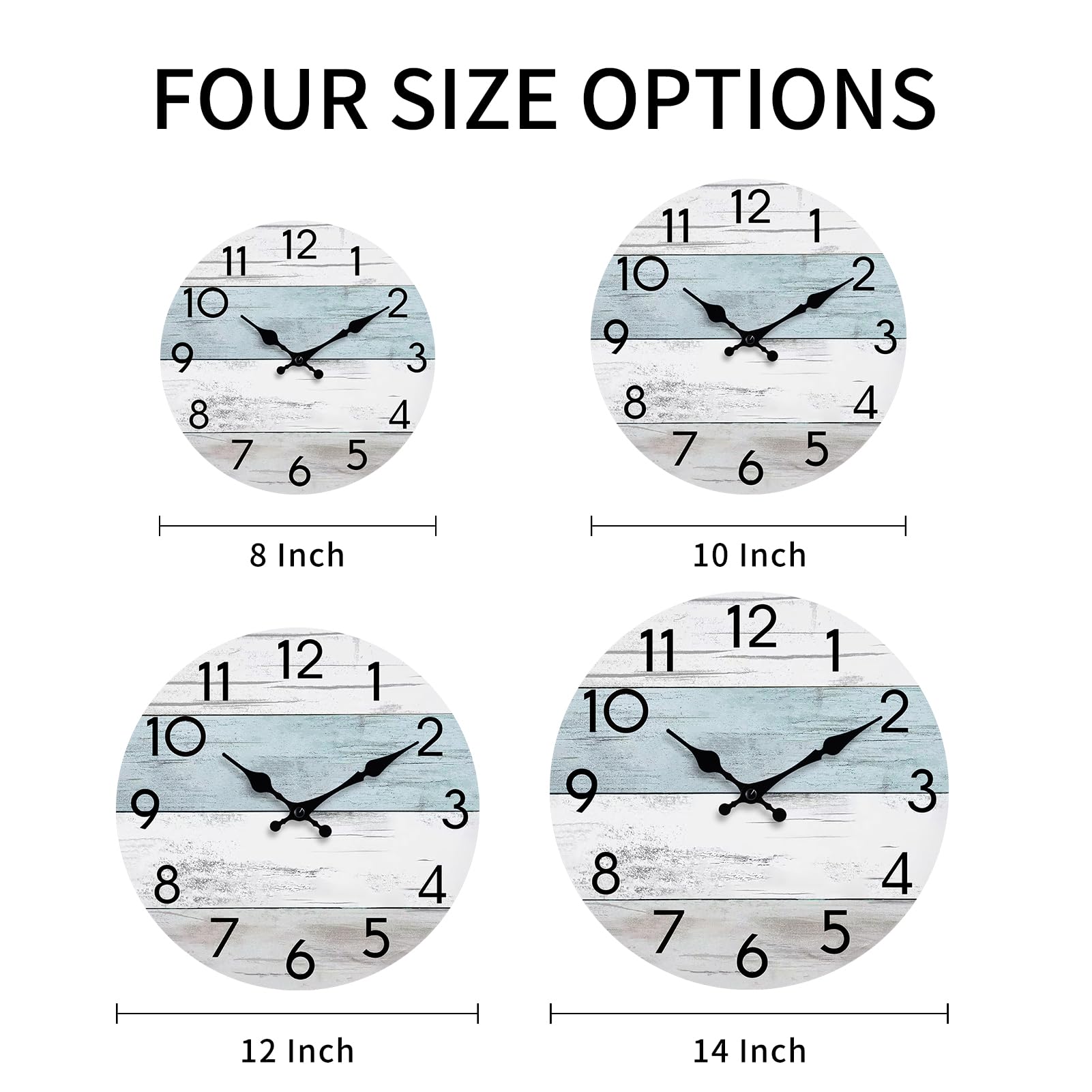 KECYET Wall Clock Silent Non-Ticking Wooden Clocks Battery Operated 8 Inch Small Country Retro Rustic and Beach Style Decorative for Kitchen, Home, Bathroom, Bedroom (Blue)