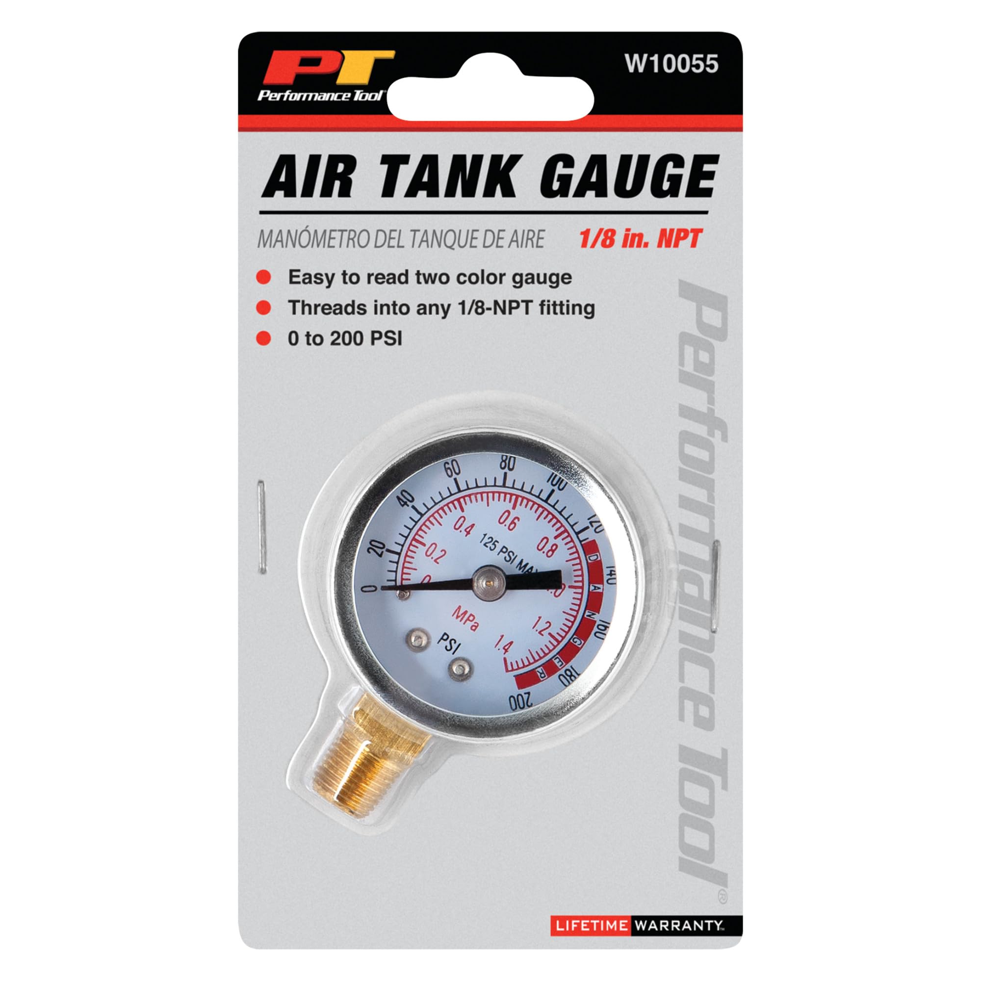 Performance Tool 60505 Air Tank Gauge - Essential for Safe and Accurate Pressure Monitoring, Do Not Exceed Maximum PSI for Optimal Performance