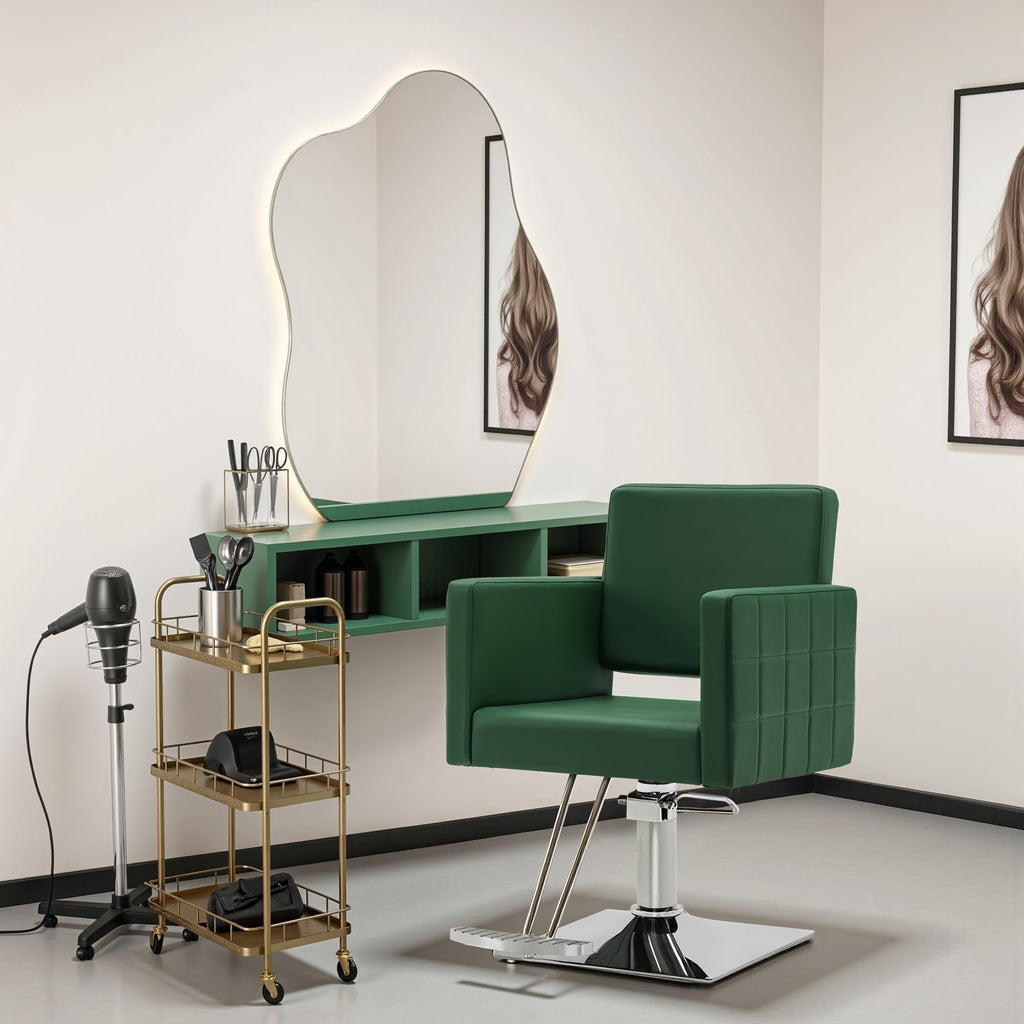 BarberPub Salon Chair for Hair Stylist, Hydraulic Stylist Chair, Adjustable Height, PVC Leather, 360 Degrees Swivel, Barbershop, Home Salon, Adult 8821 (Black)