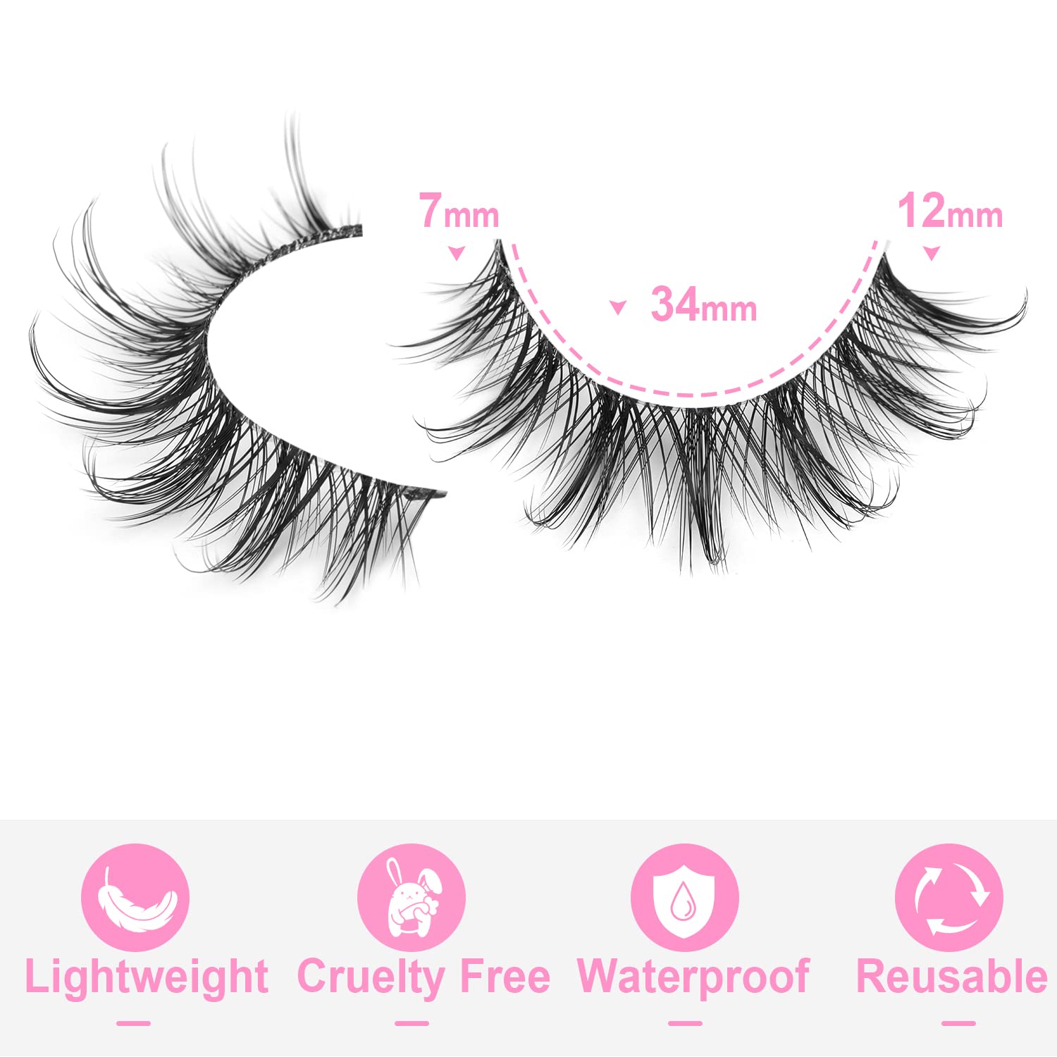 False Lashes Natural Look Wispy Eyelashes Manga Korean Spiky 16mm Short Faux Mink Eyelashes Cat Eye Natural Fake Eyelashes Strip Lashes Pack 14 Pairs