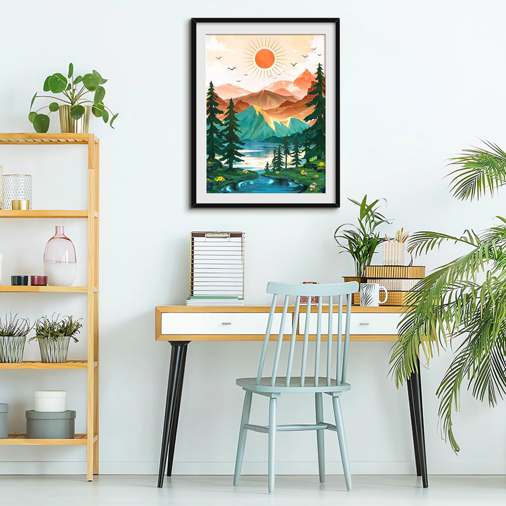 Yunnuo Diamond Art Kit, Tropical Beach Sunset with Palm Trees, DIY Round Gem Art Canvas, Crafts for Adults and Beginners, 12x16 in, Landscape Painting