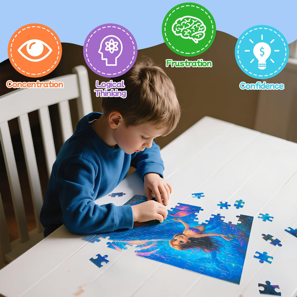 100 Piece Puzzles Rainbow Dinosaur Puzzle for Kids Ages 4-8 8-10, 100 Piece Jigsaw Puzzle for Children Learning Educational Puzzles Toys Birthday Gifts for Girls Boys, Dinosaur