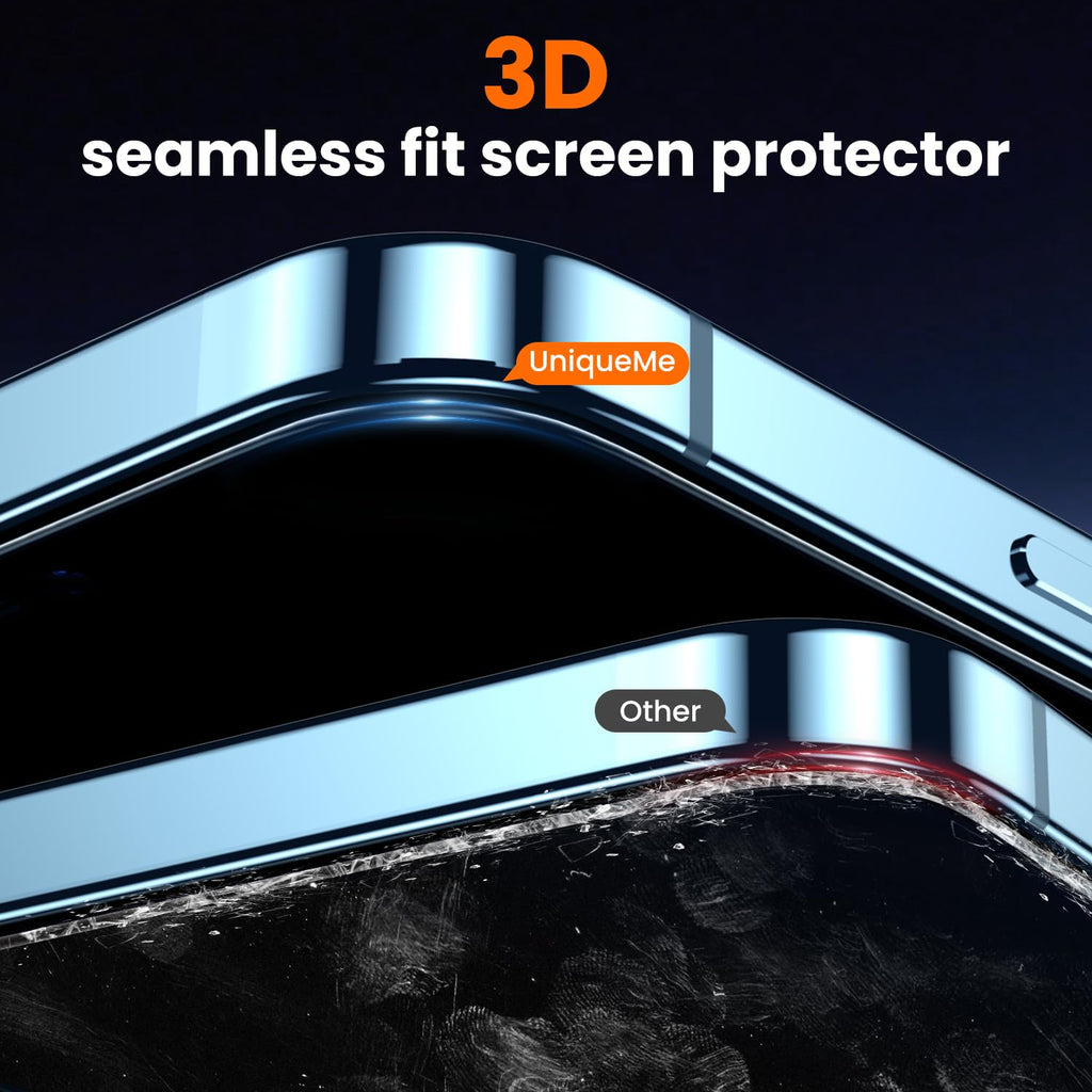 UniqueMe for iPhone 12 Pro Max Privacy Screen Protector - [Military Grade Shatterproof & 9H+ Hardness] Screen Protector 12 Pro Max Tempered Glass Full Coverage Protection, Easy to install, 2 Packs