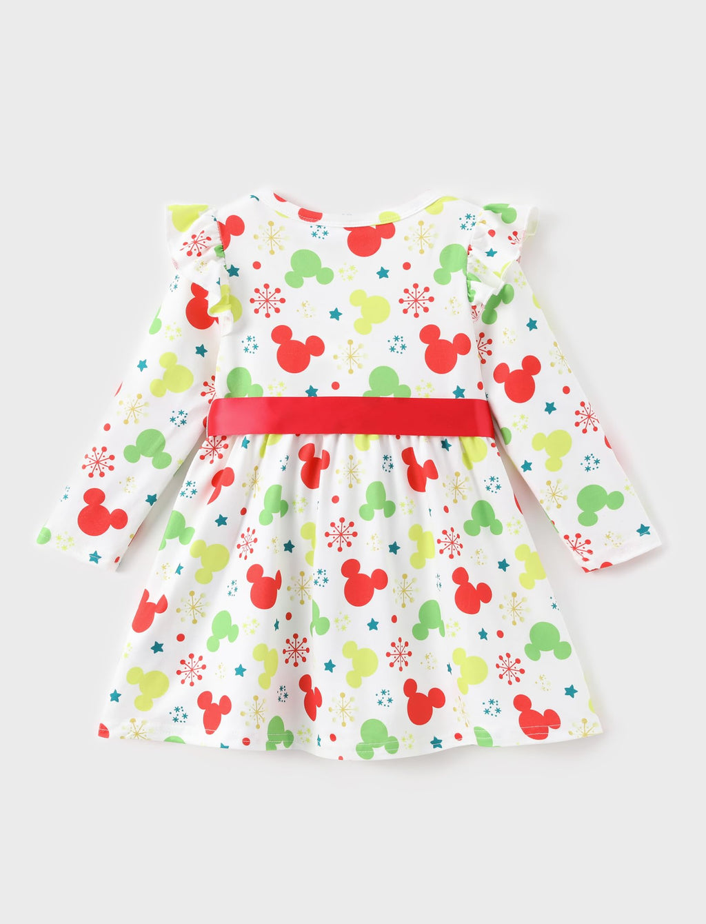 Disney Princess Frozen Elsa Minnie Mickey Stitch Ruffle Sleeve Dress A Line Long Sleeve Kids Clothes Baby to Toddler