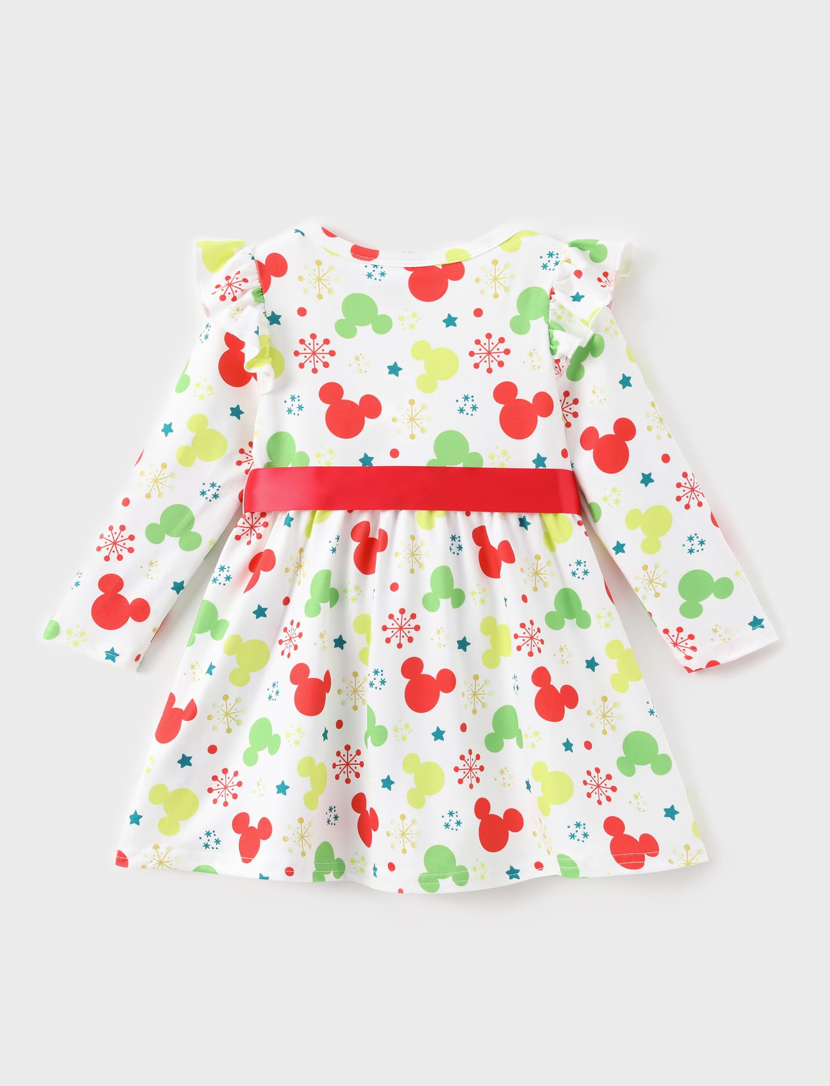 Disney Princess Frozen Elsa Minnie Mickey Stitch Ruffle Sleeve Dress A Line Long Sleeve Kids Clothes Baby to Toddler