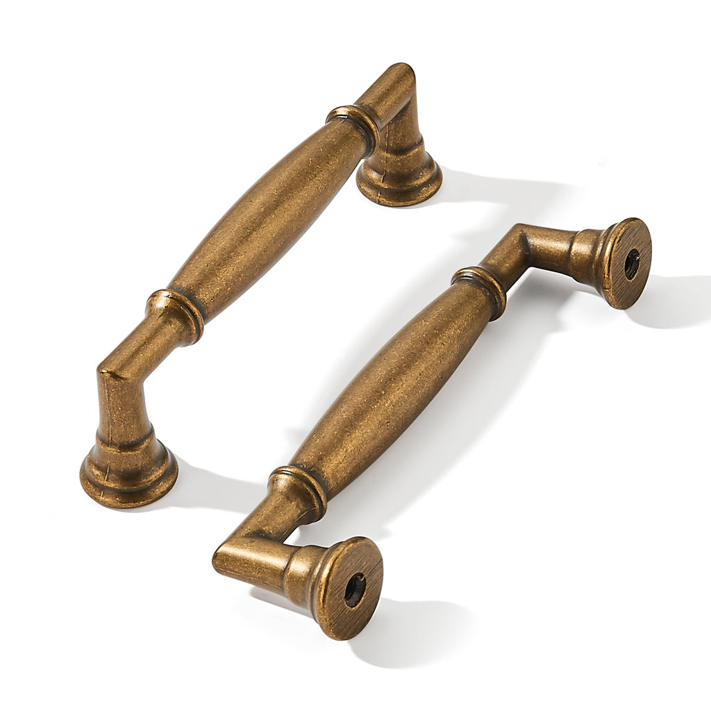 khtumeware 2 Pack 1-1/4 Inch(32mm) Antique Brass Round Cabinet Knobs Heavy Duty Soild Vintage Brass Cabinet Knobs Kitchen Antique Bronze Cabinet Hardware for Cupboard Drawer Handles