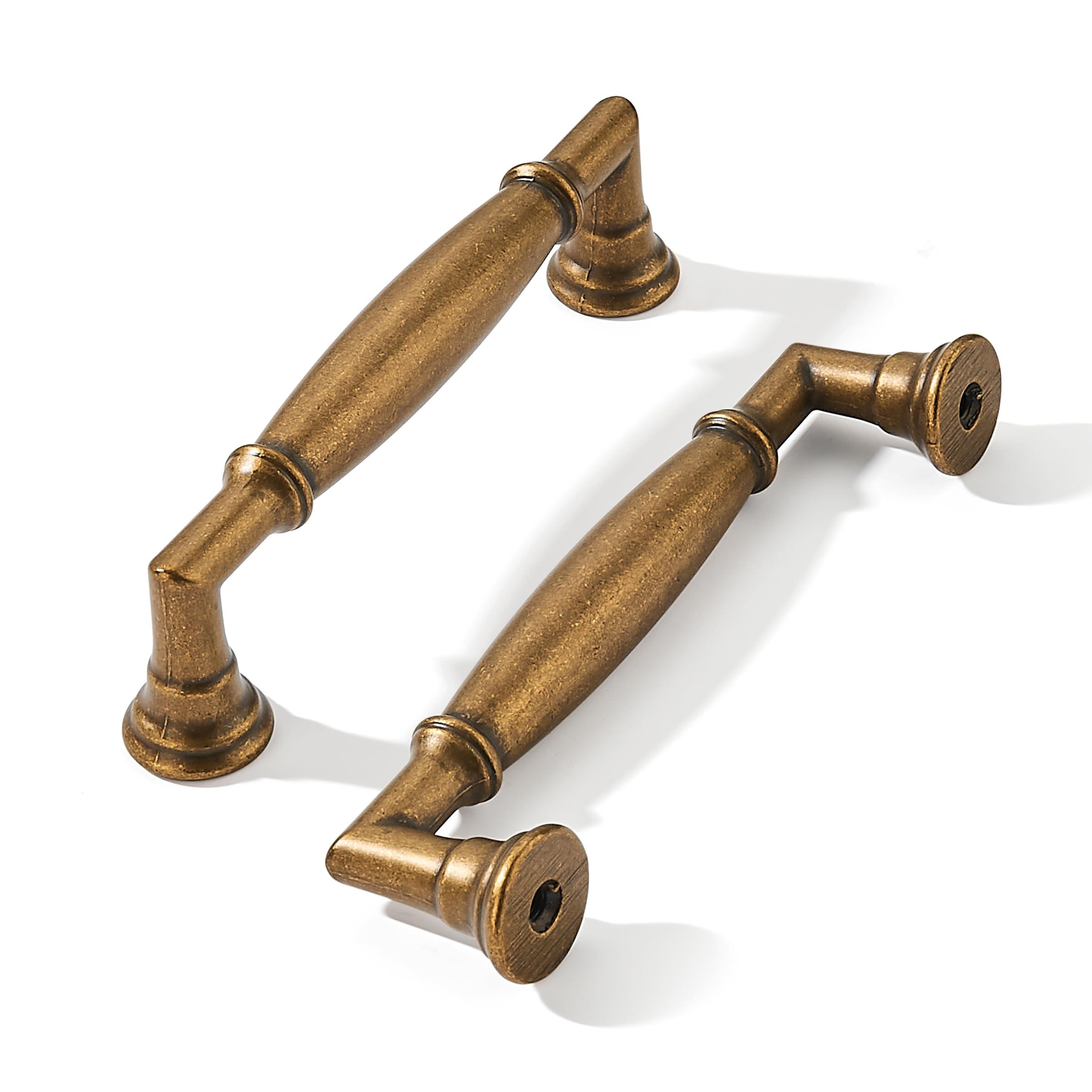 khtumeware 2 Pack 1-1/4 Inch(32mm) Antique Brass Round Cabinet Knobs Heavy Duty Soild Vintage Brass Cabinet Knobs Kitchen Antique Bronze Cabinet Hardware for Cupboard Drawer Handles