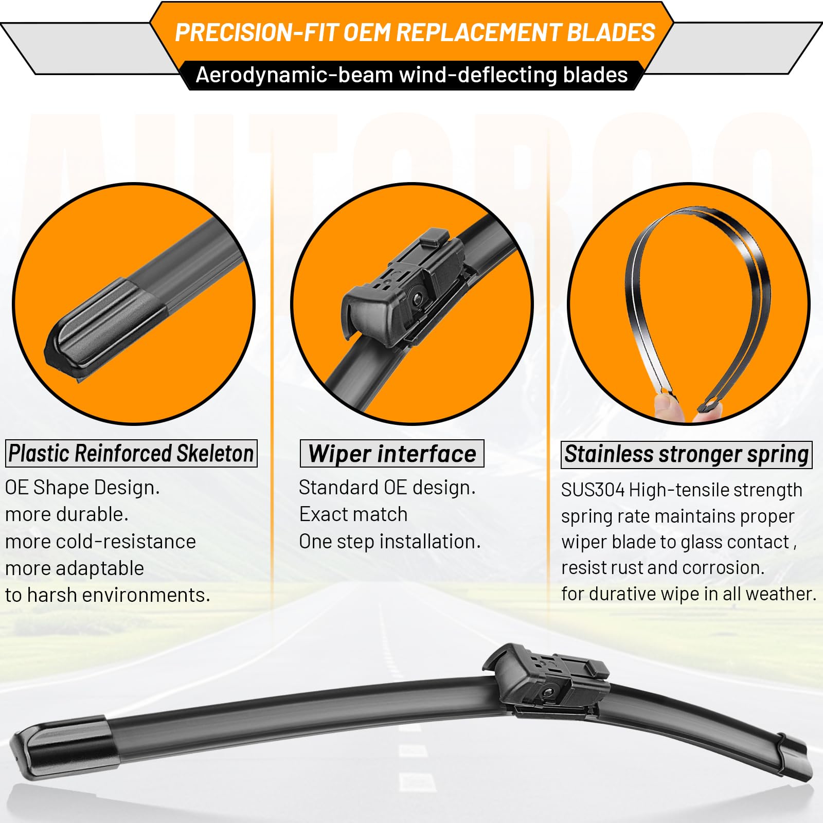 OEM Windshield Wiper Blades Replacement for Chevy Silverado Avalanche Tahoe Suburban 2007–2013, GMC Sierra Yukon 2008–2013, Cadillac Escalade ESV EXT 22" + 22", OE Style Beam Wipers Set of 2