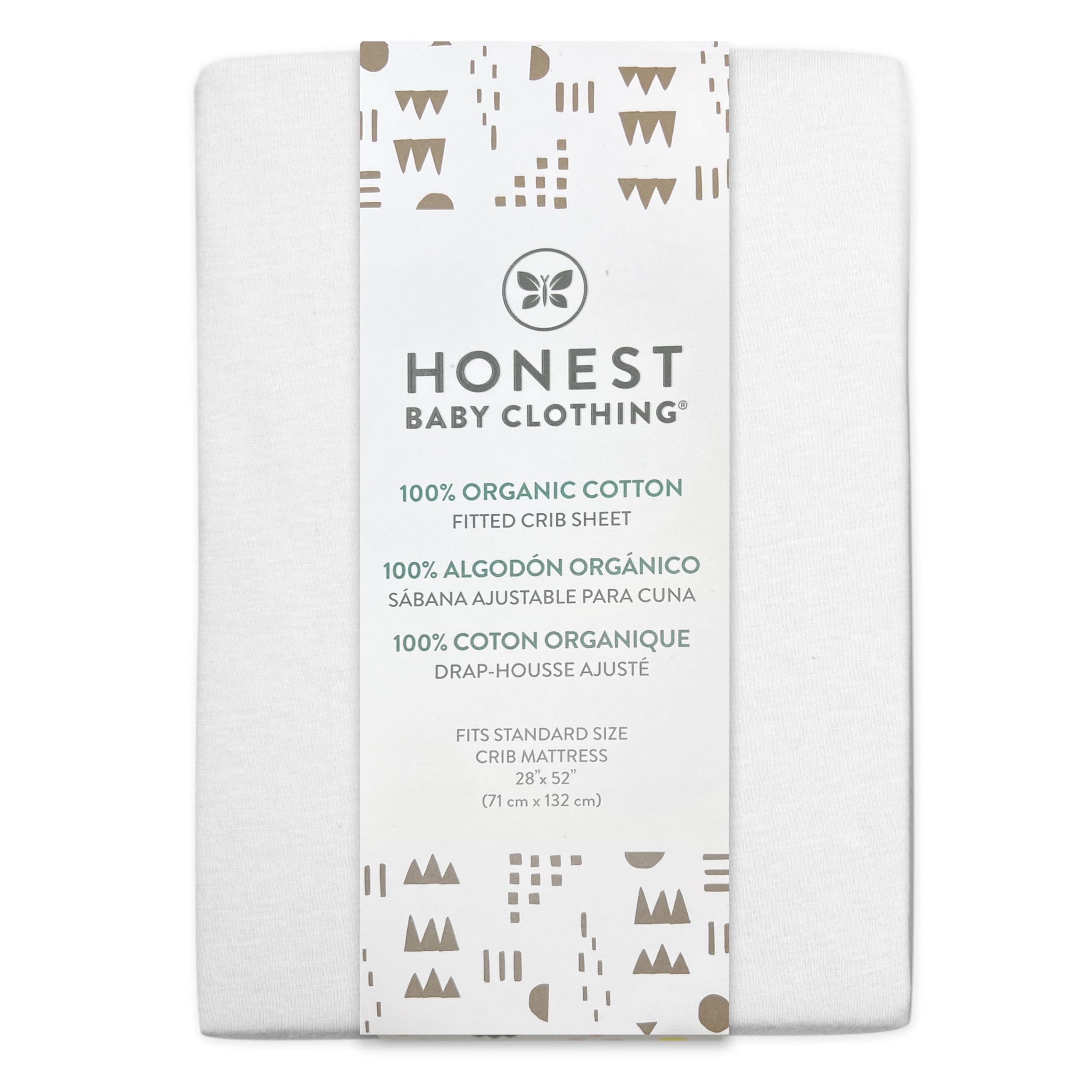 HonestBaby Unisex-Baby Fitted Crib Sheets Set Standard Mattress, 100% Organic Cotton Baby Boys, Girls, Neutral, 1 Pack - Peach Skin Painted Buffalo Check, One Size