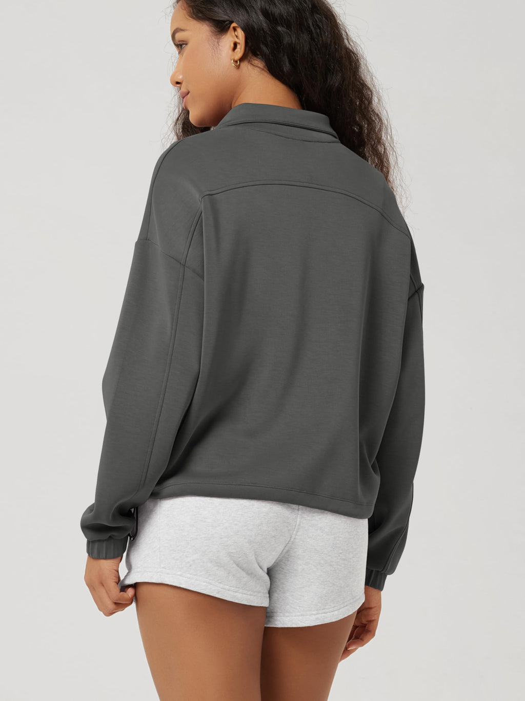 ODODOS Women's Modal Soft Cinchable Sweatshirts Half Zipper Funnel Neck Oversize Pullover with Pockets