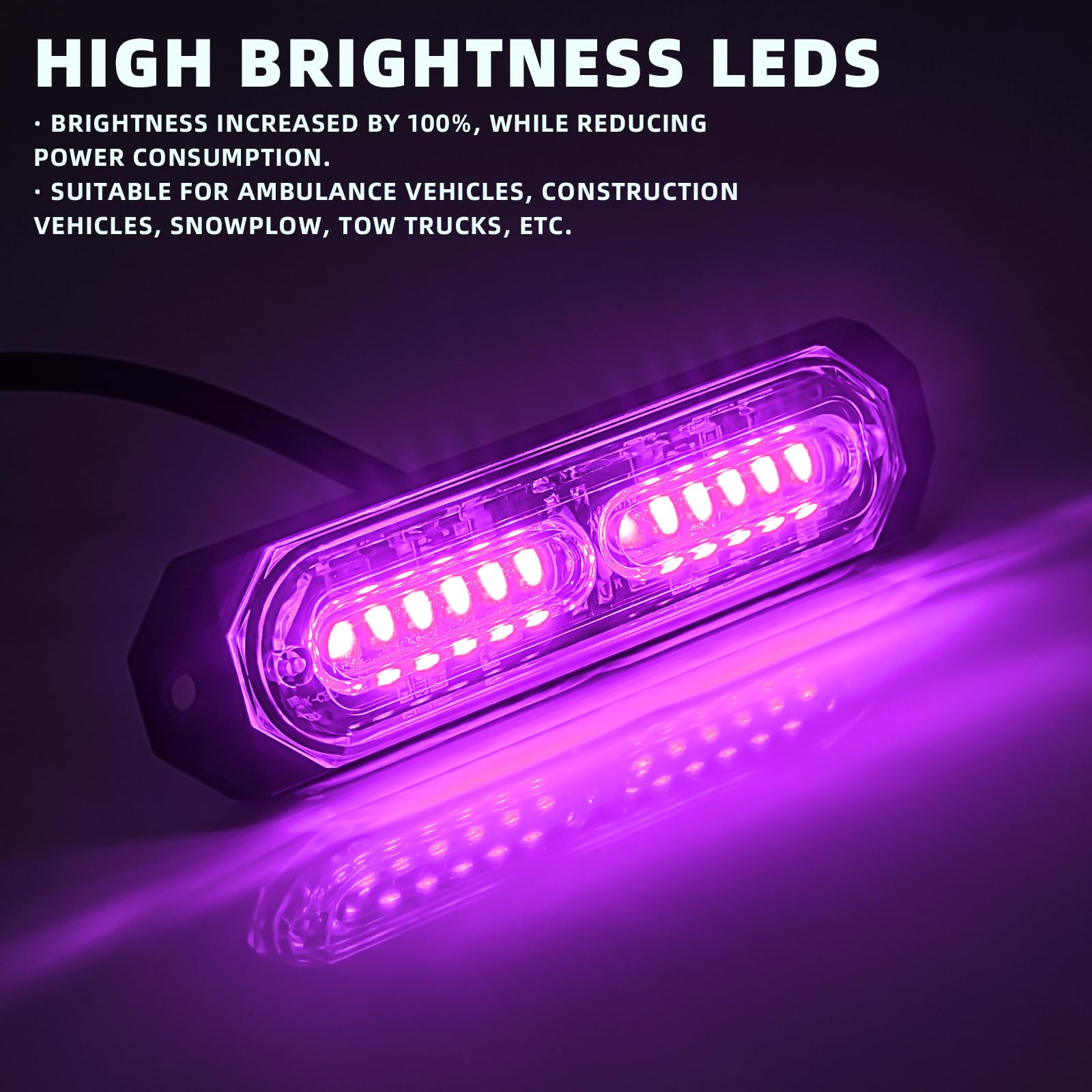 8-Pcs 12 LED Sync Feature Emergency Strobe Grille Lights Ultra Slim Surface Mount Hazard Warning Flashing Light Bar for Firefighter/Construction/Police/Trucks/Vehicles/Car/SUV (Amber/White)