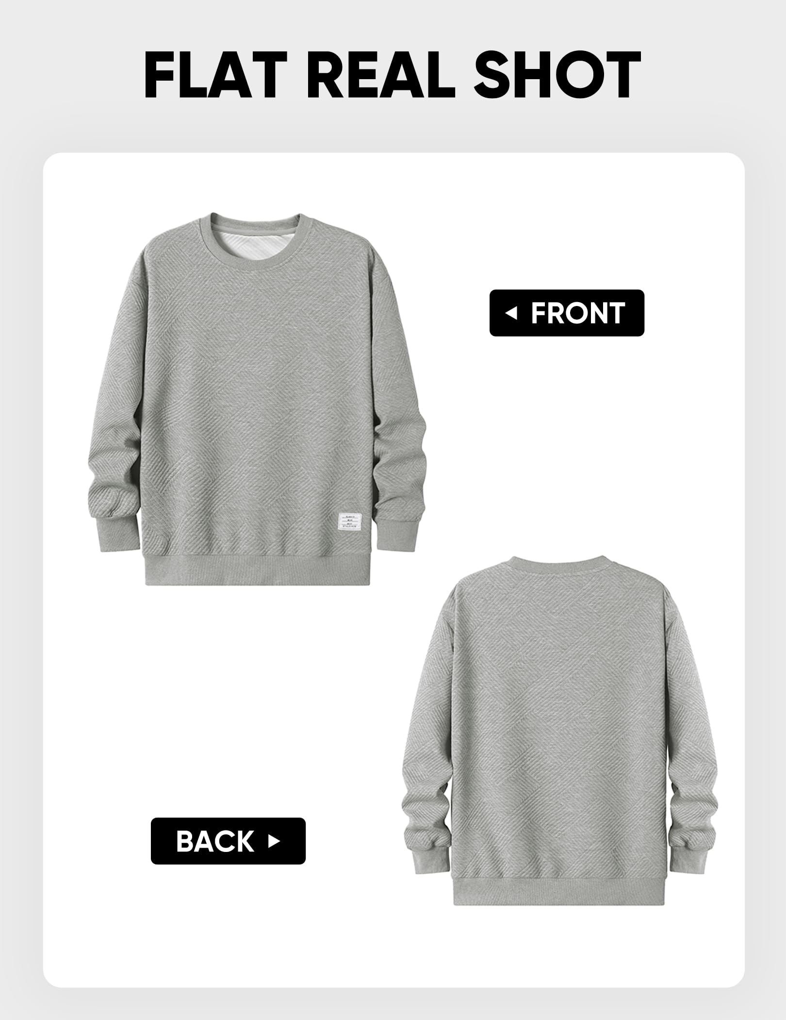 Dokotoo Men Men's Crewneck Sweatshirts Soild Color Geometric Texture Long Sleeve Casual Pullover Shirt