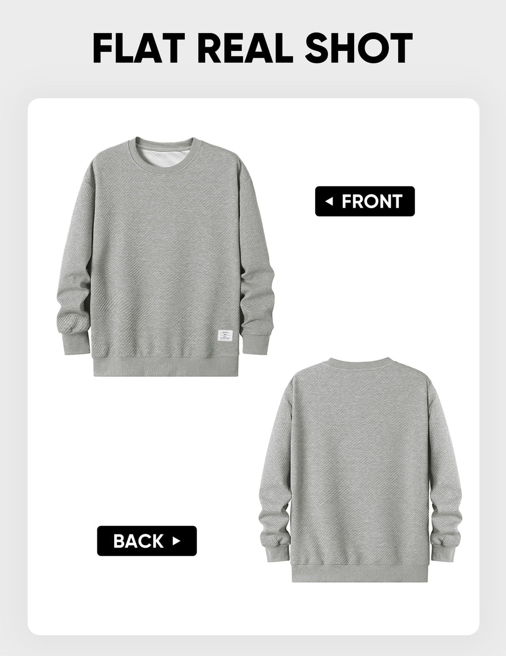 Dokotoo Men Men's Crewneck Sweatshirts Soild Color Geometric Texture Long Sleeve Casual Pullover Shirt