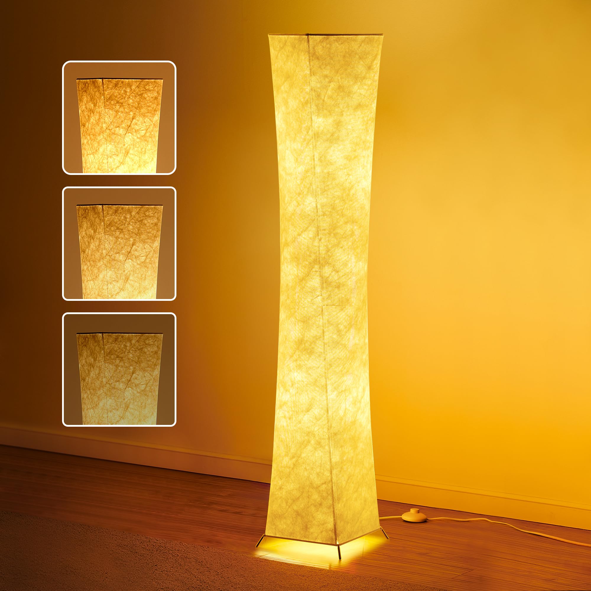 chiphy Floor Lamp, Dimmable 39" (XS) Tall Standing Lamp, 3 Levels Adjustable Brightness 12Wx2 LED Bulbs, Column Floor Light w/White Fabric Shade, Home Decor for Living Room, Bedroom, Kids Room