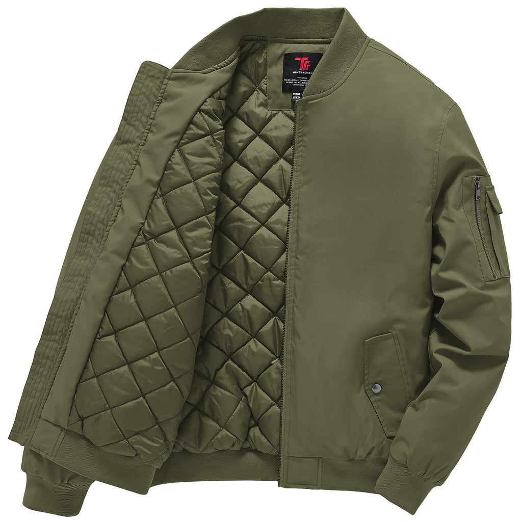 Gopune Men's Windproof Bomber Jacket Warm Water Resistant Windbreaker Winter Outwear Quilted Jackets Coats