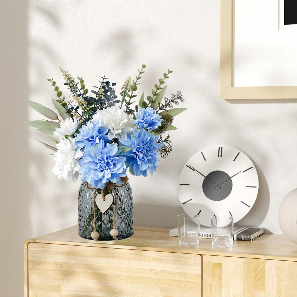 Leftover Fake Flowers in Vase,Faux Flowers in Vase,Table Centerpieces for Dining Room,Flower Centerpieces for Tables,Artificial Flowers,Kitchen Decor,Coffee Table Decor