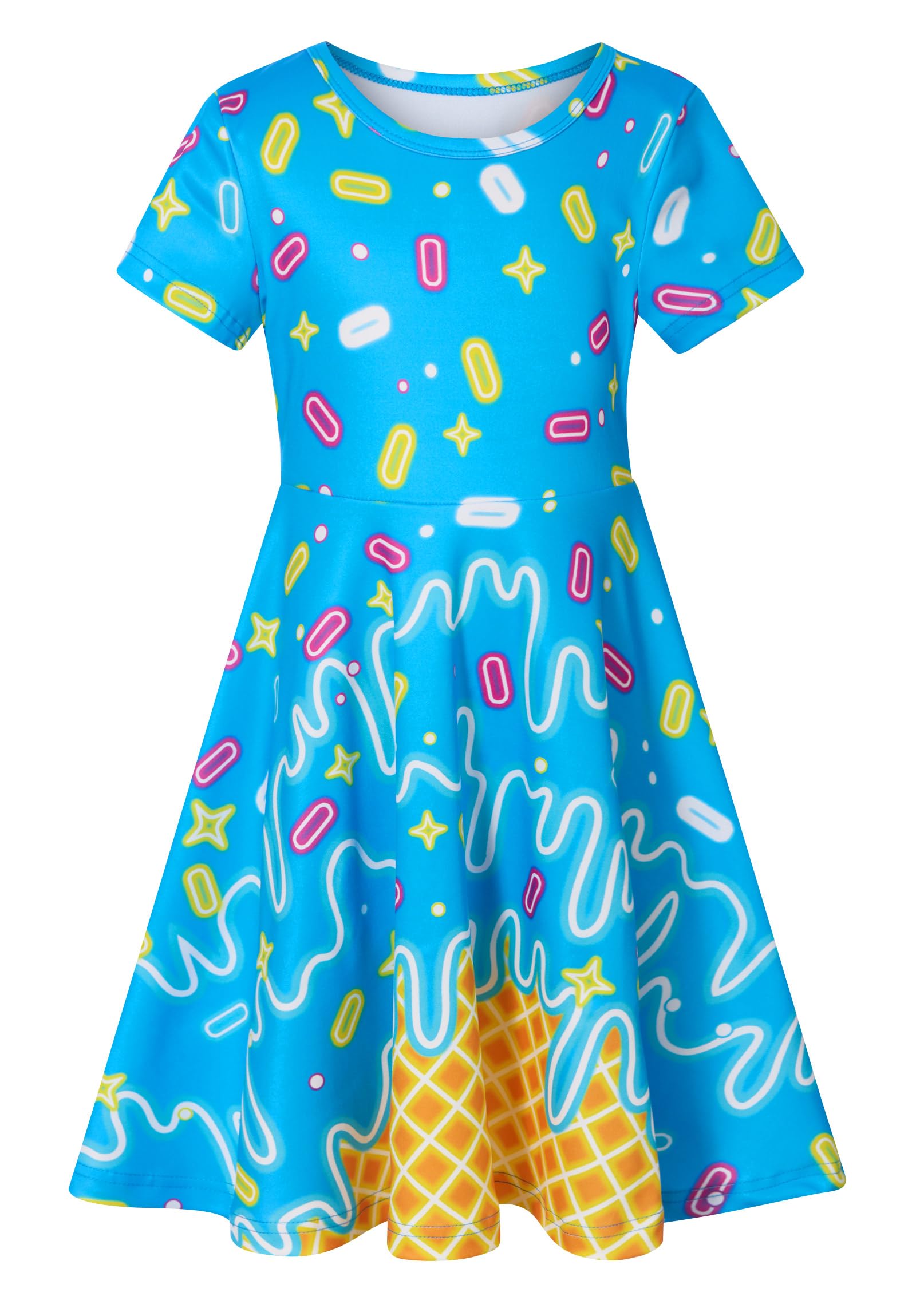 ALISISTER Little Girls Dress Short Sleeve Toddler Summer Sundress 2-9T