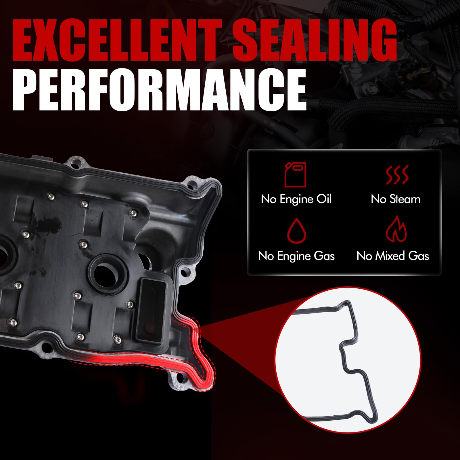 MITZONE Engine Valve Cover Set with Bolts & Oil Cap & Gaskets & Spark Plug Tube Seals & P CV Cover Compatible with 2003-2008 Nissan 350Z Infiniti FX35 G35 M35 VQ35DE 3.5L Part# 13264AM600 13264AM610