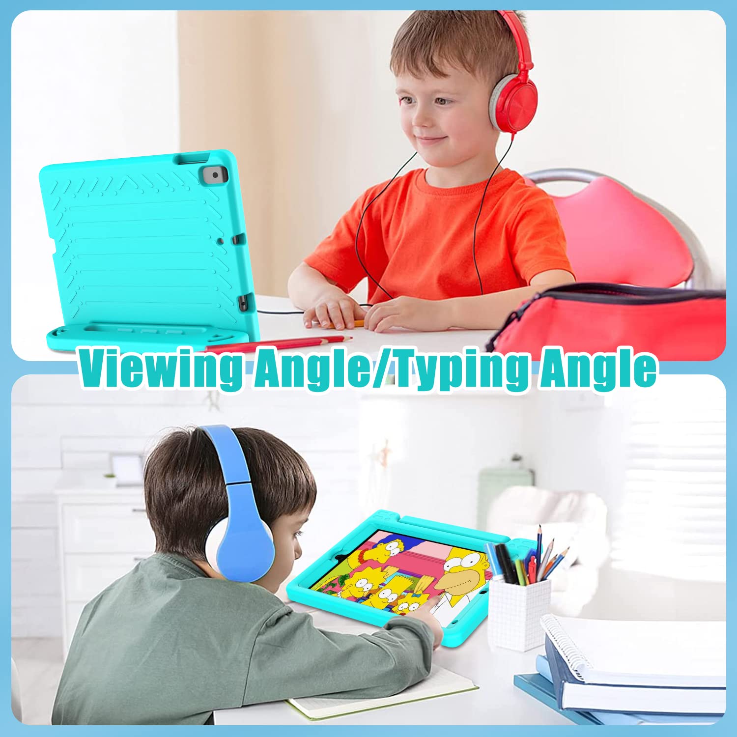 AVAWO Kids Case for iPad 10.2" 9th & 8th & 7th Generation, iPad 10.2 2021/2020/2019 Case with Built-in Screen Protector, Light Weight Shock Proof Handle Stand Friendly Cover for iPad 10.2" - Black