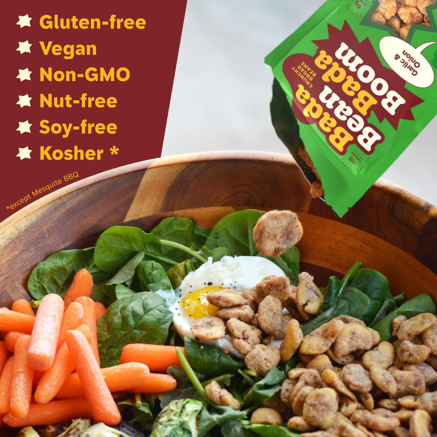 Bada Bean Bada Boom, Crunchy Roasted Broad Bean Snacks (Fava), High Protein, Vegan, Gluten-free - 110 Calorie Packs, Buffalo Wing, 4.5 Ounce (Pack of 6)