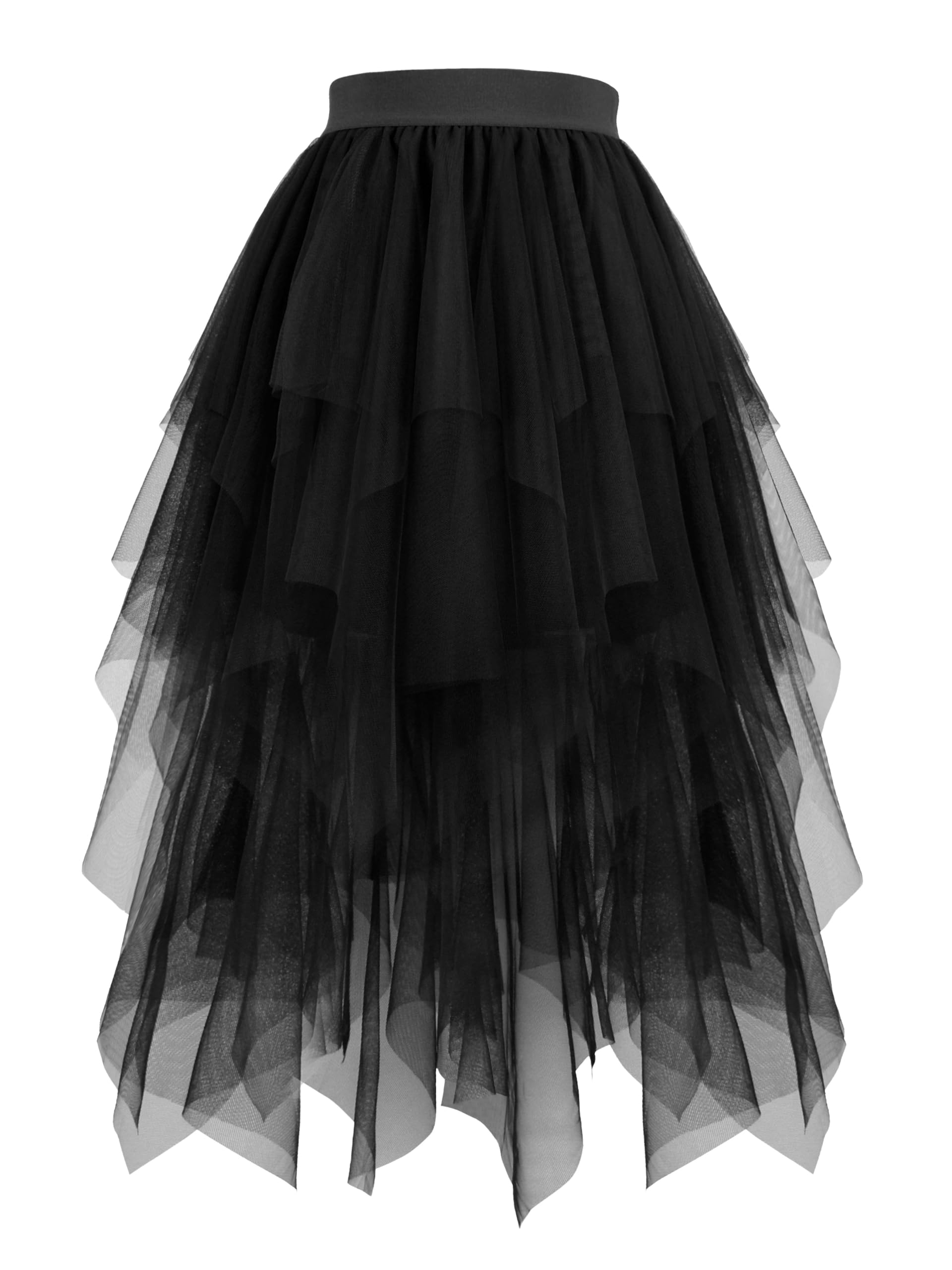 Hanpceirs Women's Tulle Skirts High Low Layered A-line Midi Skirt Irregular Tutu for Women