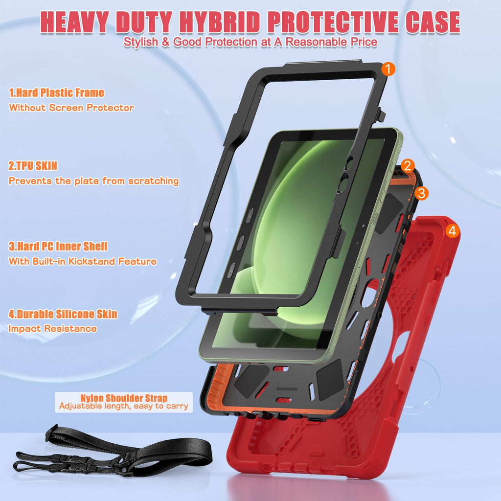 Samsung Galaxy Tab Active5/Active 3 8.0 Case, with 360 Stand, Handle Hand Strap & Shoulder Strap for Galaxy Tab Active5 8" 2024 X300/X307, Active3 8" 2020 T570/T575/T577 (Black)