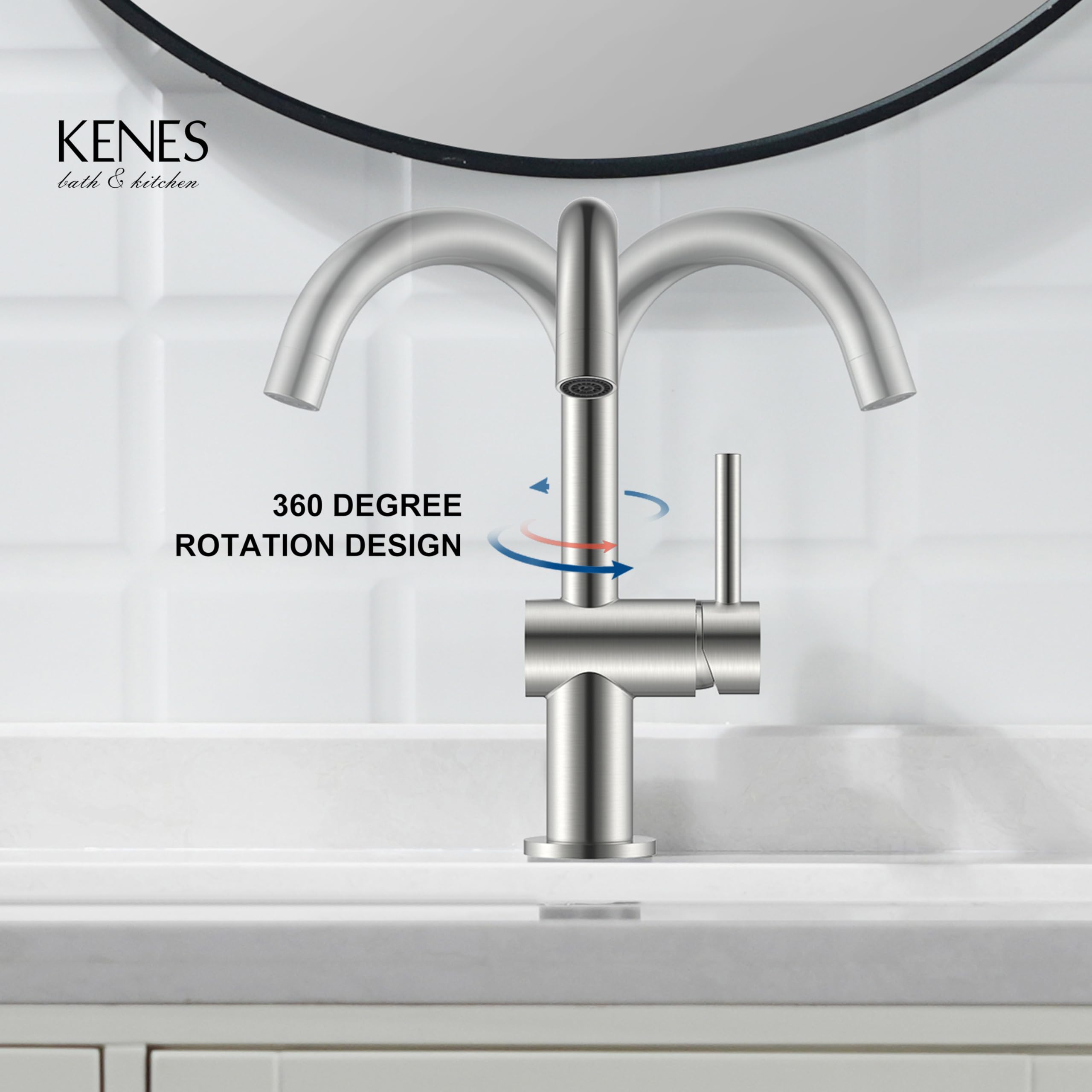 KENES Black and Gold Single Handle Bathroom Sink Faucet, Modern Prep Wet Bar Sink Faucet with Drain Assembly & Deck Plate, Vanity Faucets for Farmhouse RV Camper Utility, KE-9005B-BG