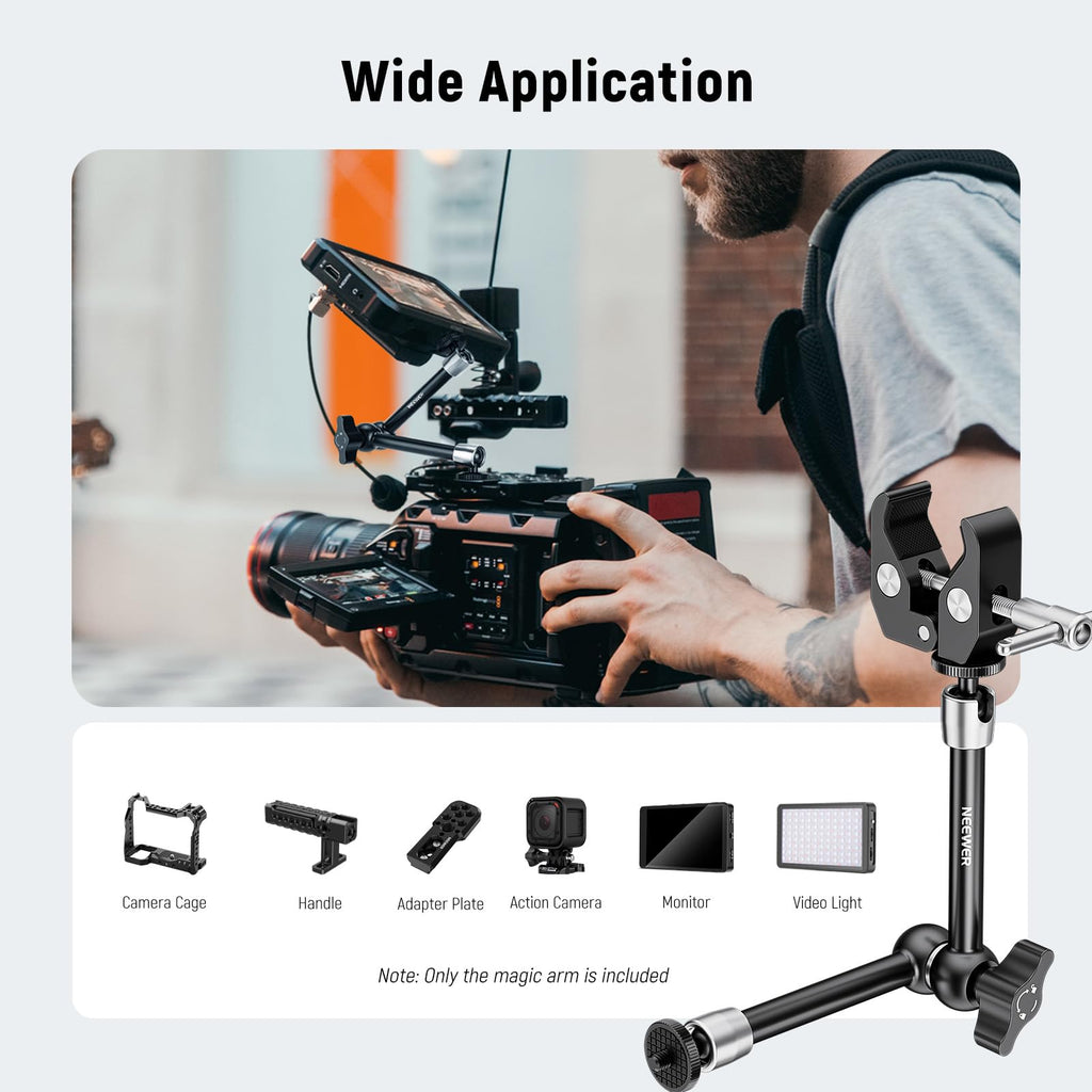 NEEWER 5.9"/15cm Adjustable Friction Magic Arm with 1/4" Screw on Both Ends, Compatible with SmallRig Cage, Flash/LED Light/Microphone/Monitor/SuperClip, Max Load 4.4lb/2kg, ST15