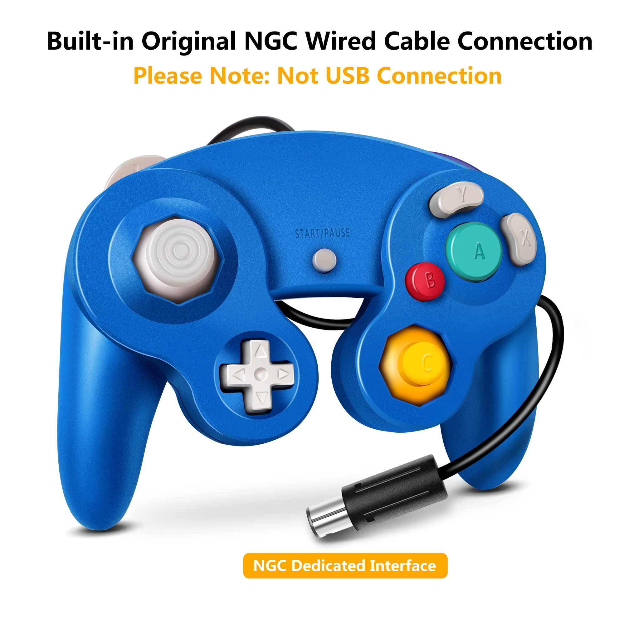 FIOTOK Gamecube Controller, Classic Wired Controller for Wii Nintendo Gamecube (Black)
