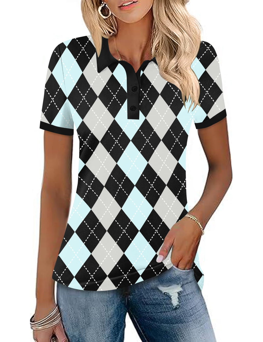 LOMON Womens Golf Polo Shirts Short Sleeve Collared Tops Lightweight Moisture Wicking Tennis Activewear S-XXL