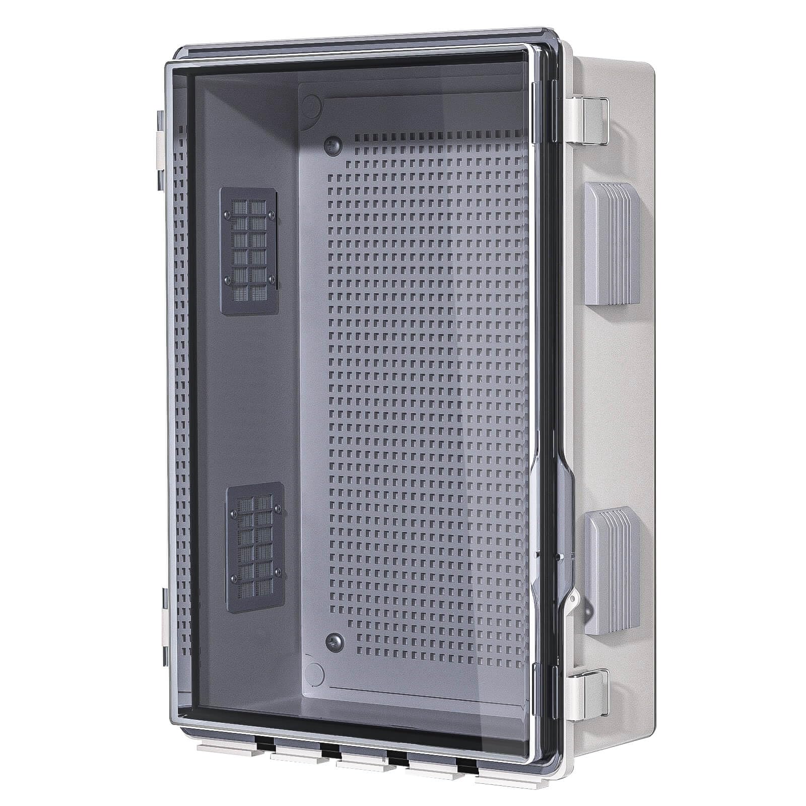 ABS Electrical Junction Box, Ventilated Design, Cable Grommets, IP65 Waterproof Enclosure, Indoor/Outdoor Use with Mounting Panel. (Clear Cover, 8.7"x6.7"x4.3")