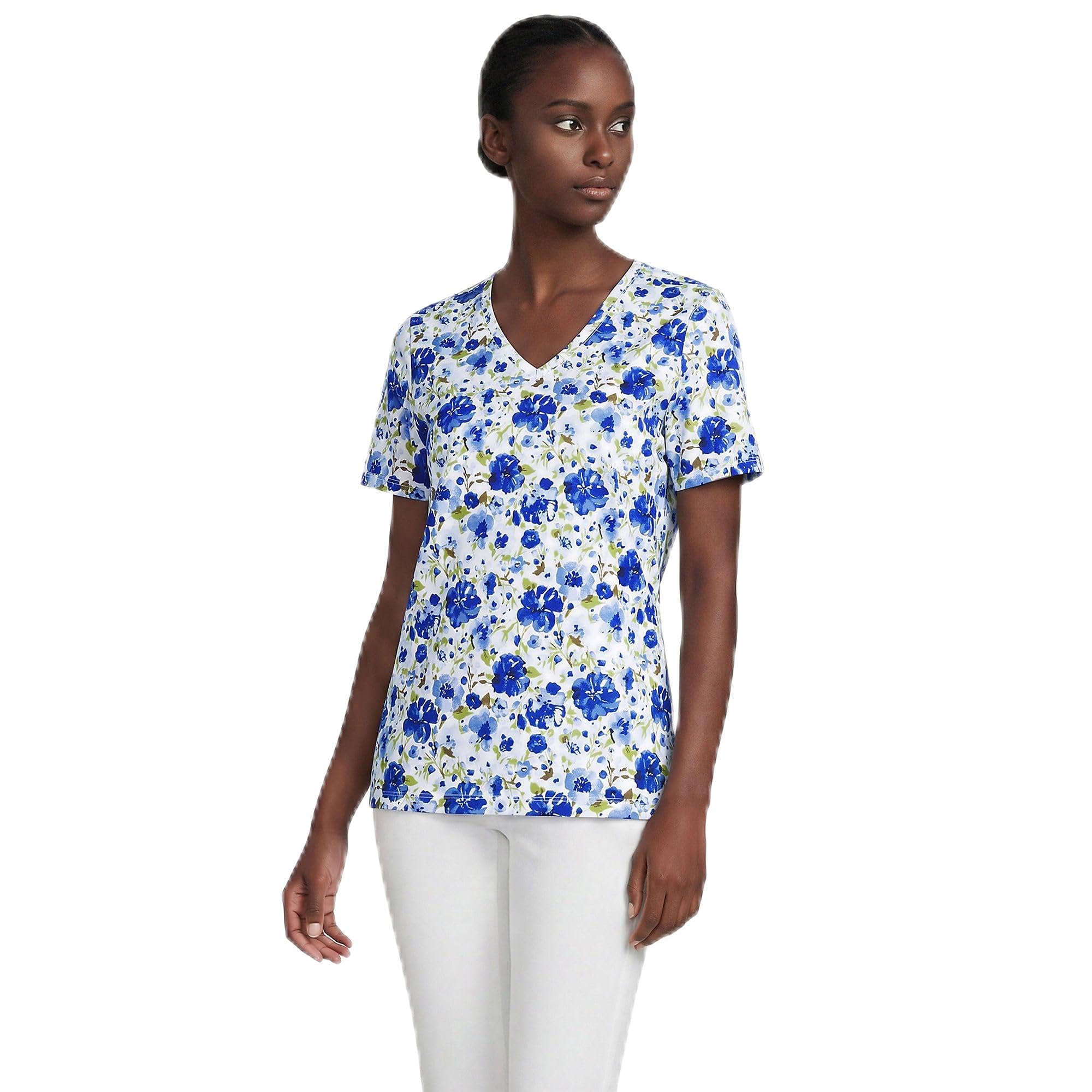 Lands' End Women's Relaxed American-Grown Supima Cotton V-Neck T-Shirt
