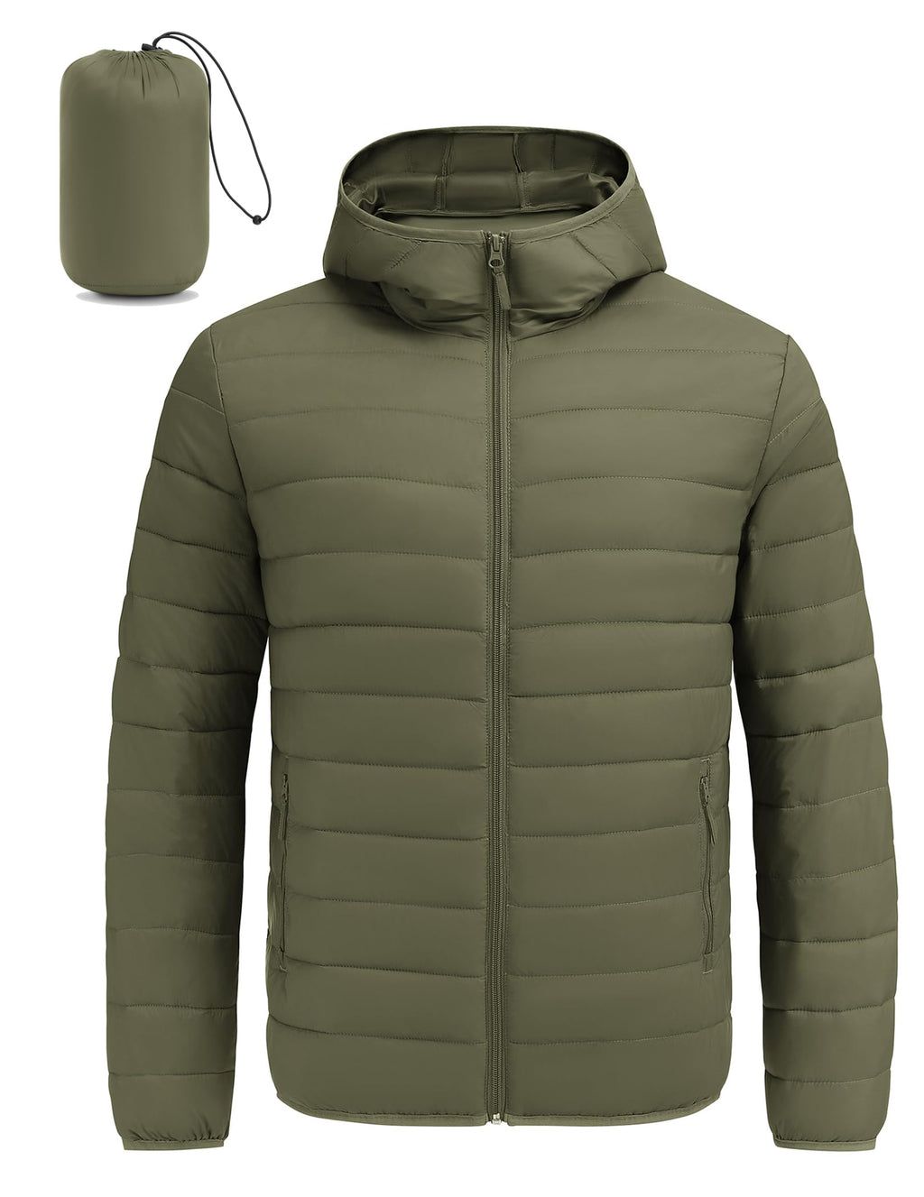 COOFANDY Mens Packable Puffer Jacket Lightweight Hooded Insulated Winter Coat Windproof Zipper Down Jacket