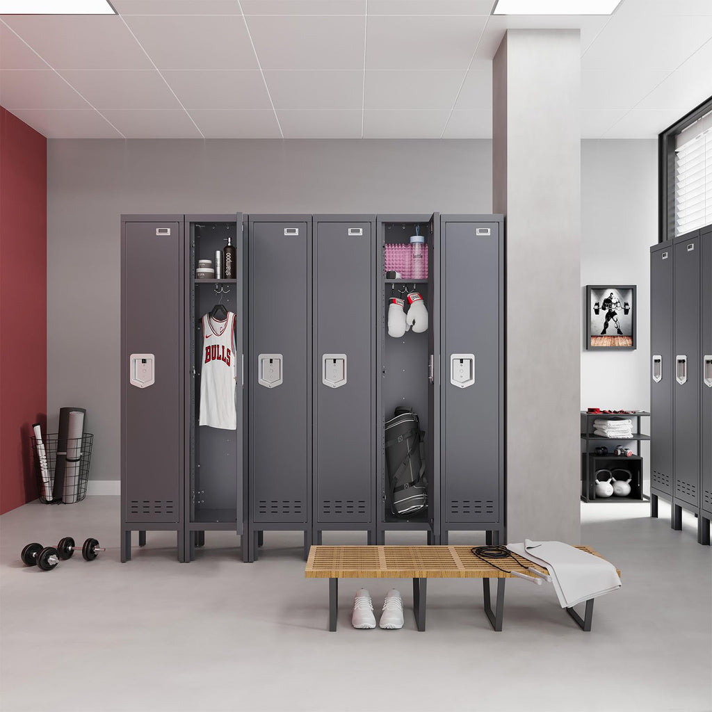 Lockers,Metal Locker, (Beige, 1 Door - (66.15" H x 11.8" W x 11.8" D))