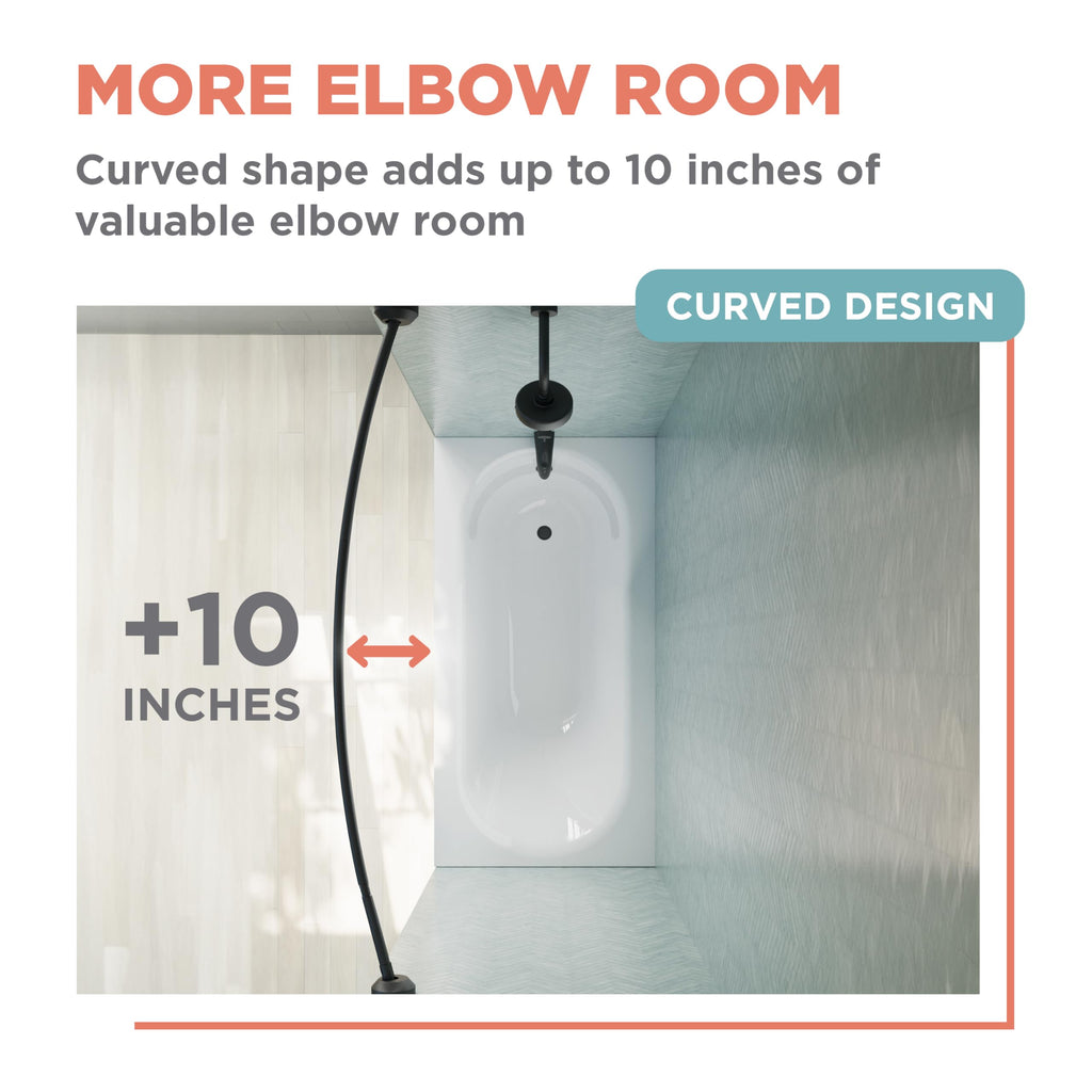 Zenna Home Matte Black, Curved Shower Curtain Rod, Tension or Permanent Mount, Easy Install, Rounded for Extra Room, 50 to 72 Inches