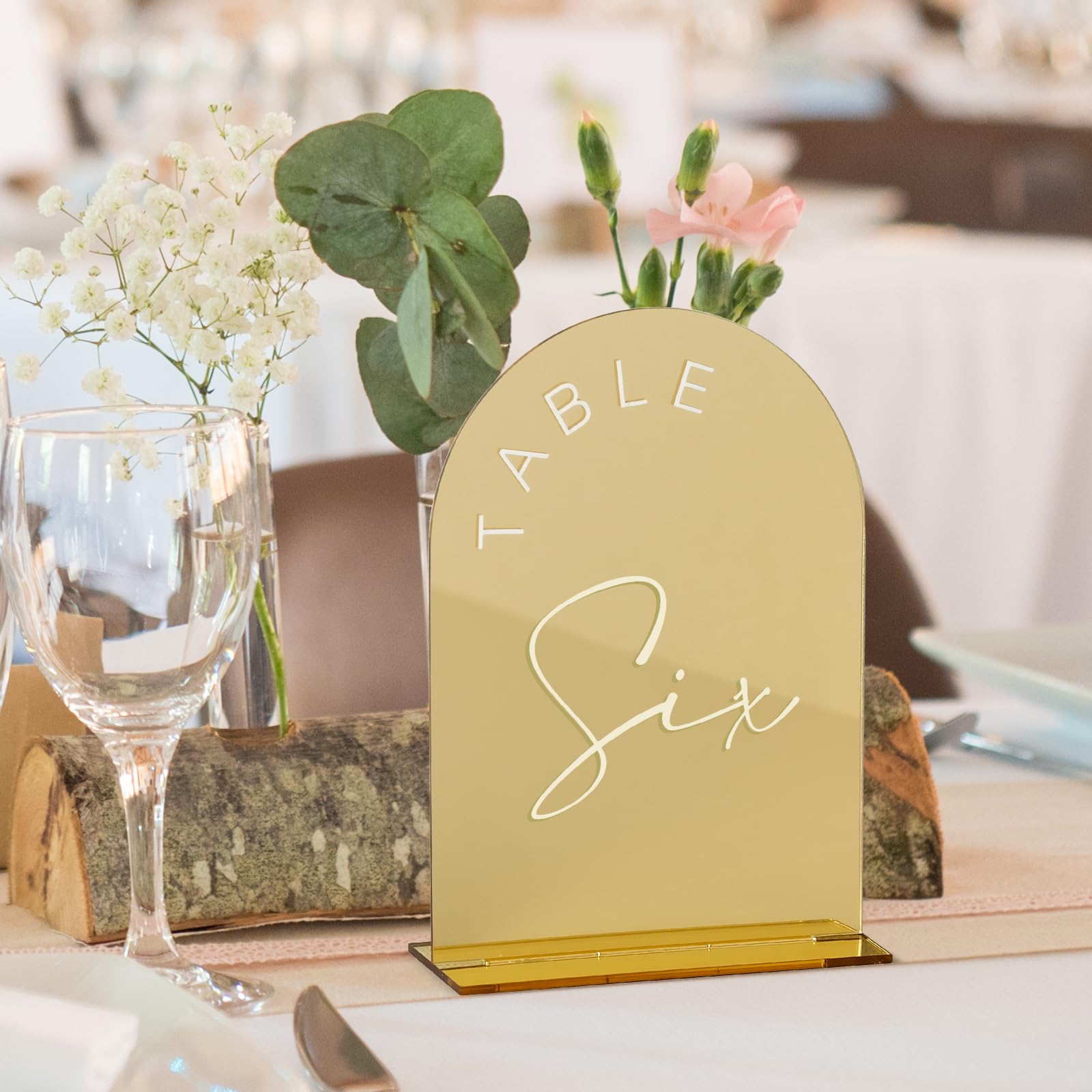 Black Arched Wedding Table Numbers 1-10 with Stands, 5x7 Inch Black Arch Acrylic Sign with Gold Letters, Acrylic Table Numbers for Wedding Reception