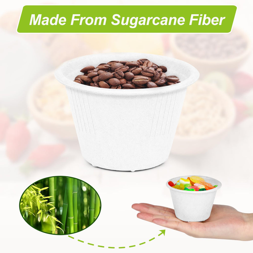 4 oz Small Paper Bowls, 100 Pack Compostable Bagasse Fiber Bowls, Microwavable for Condiments, Sauce, Ice Cream