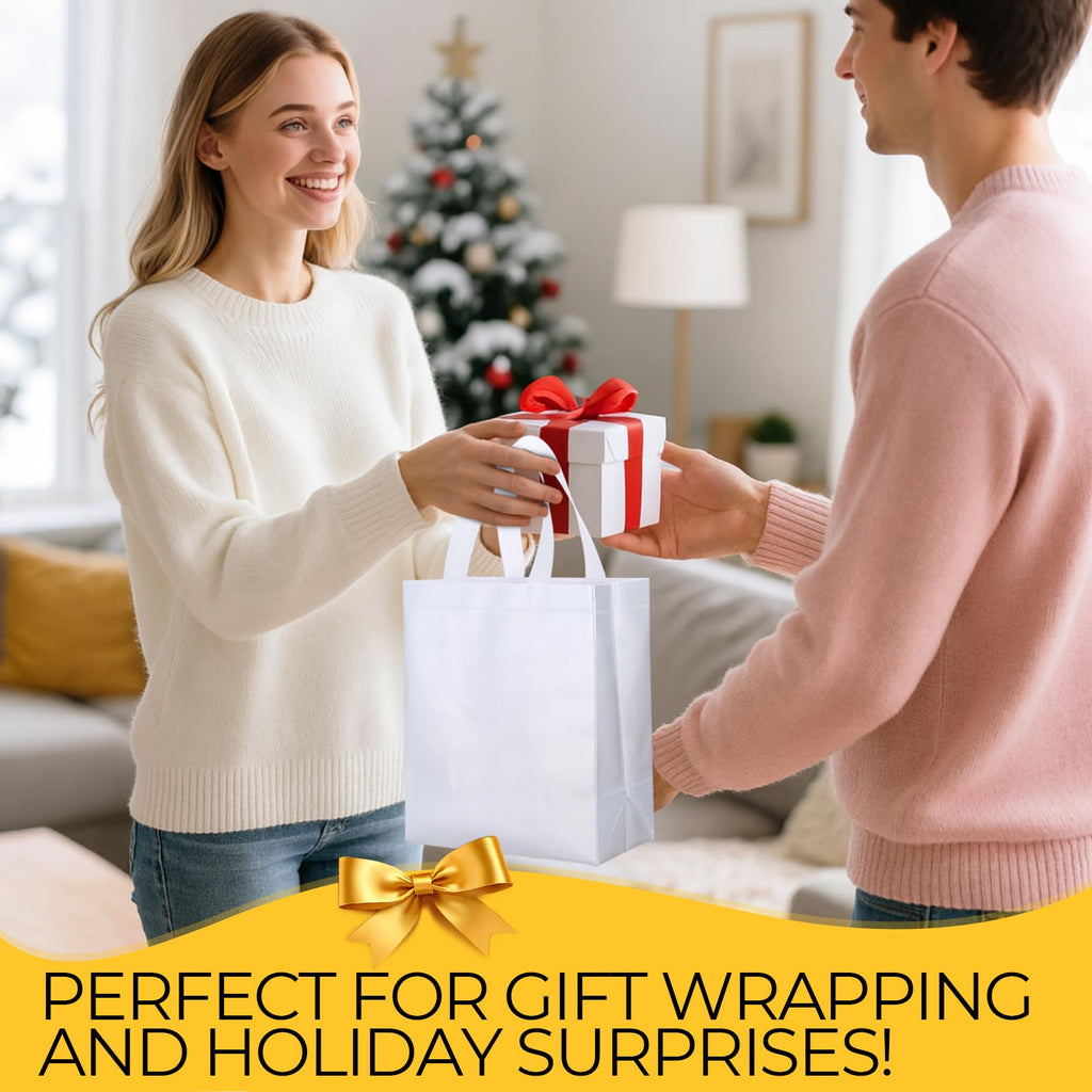 Eccliy 80 Pcs Reusable Gift Bags Set Glossy Grocery Gift Tote Bag with Hadnle for Wedding, Father's Day, Graduation, Summer Event (10 x 8 x 4.7 Inch,Black)