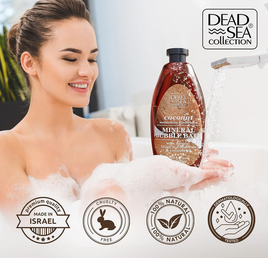Dead Sea Collection Bubble Bath with Almond Vanilla for Women and Men - Sweet Almond Oil and Dead Sea Salt - Nourishing and Moisturizing Skin - Pack of 2 (67.6 fl.oz)