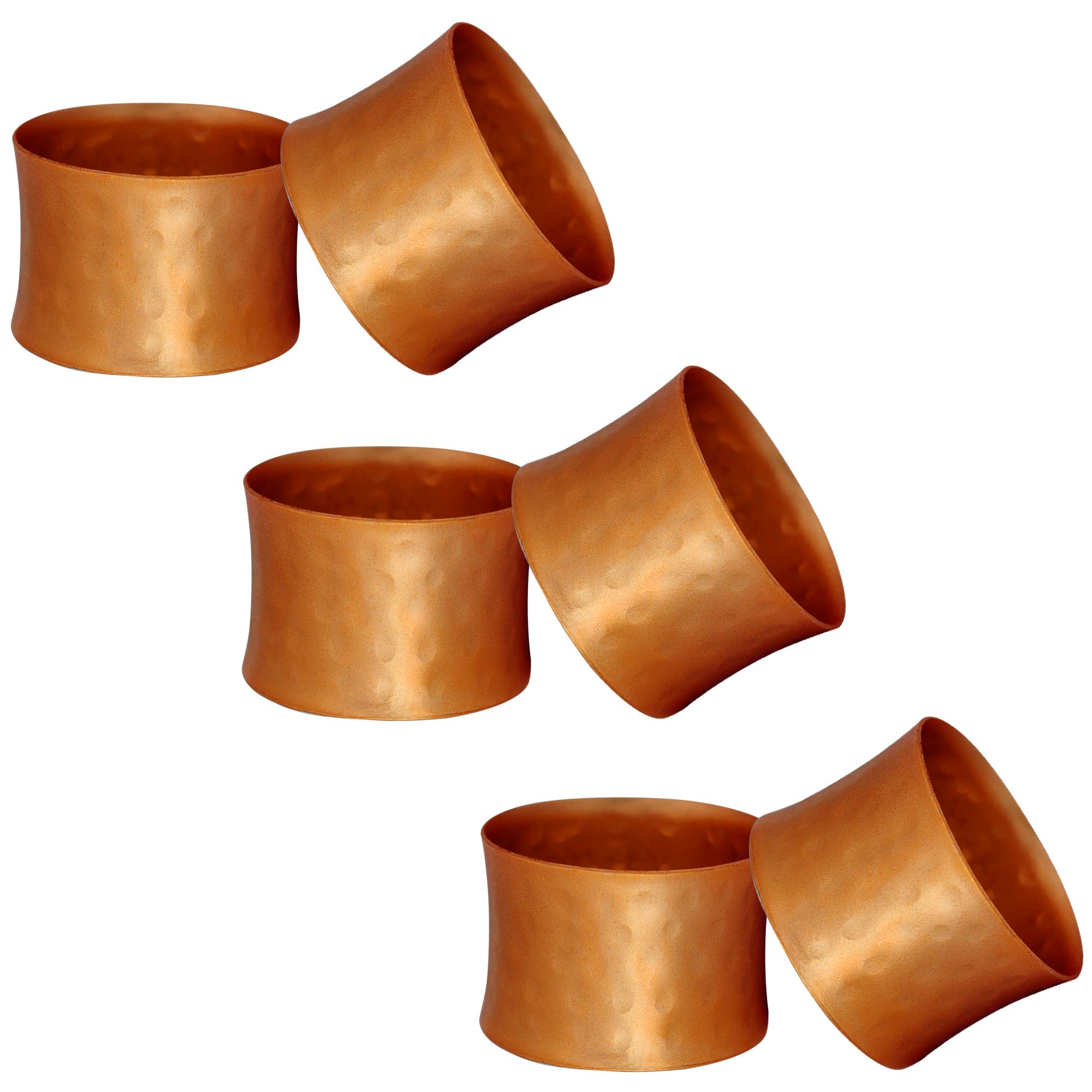 ITOS365 Handmade Round Hammered Antique Napkin Rings Holder for Dinning Table Parties Everyday, Set of 12