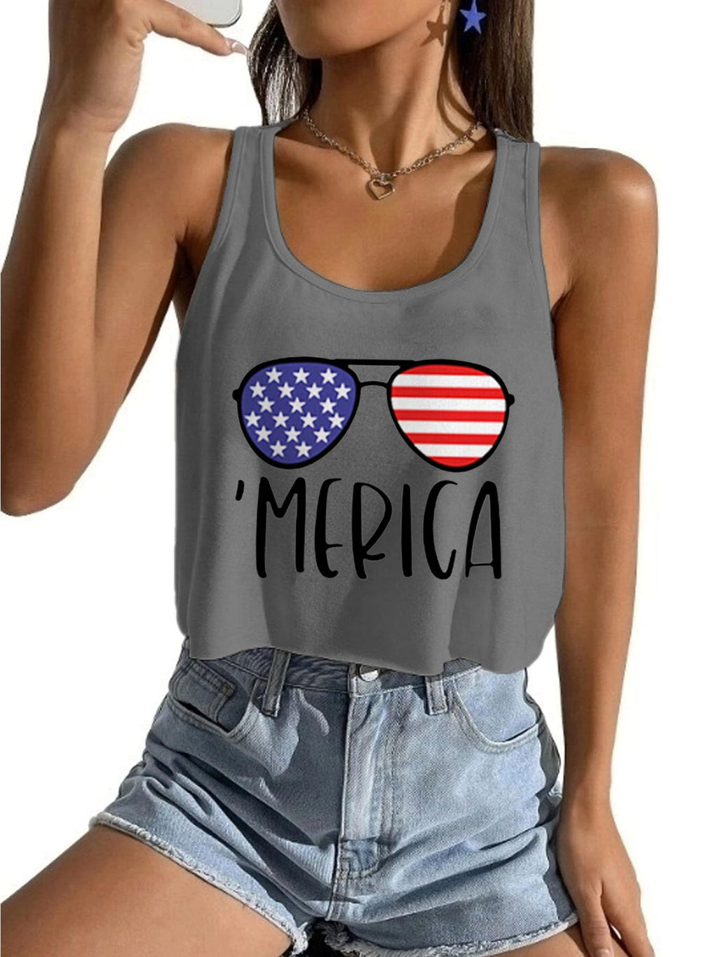 Women's Red White and Blue Shirts Patriotic Tops American Flag Graphic Crop Tops for Teen Girls