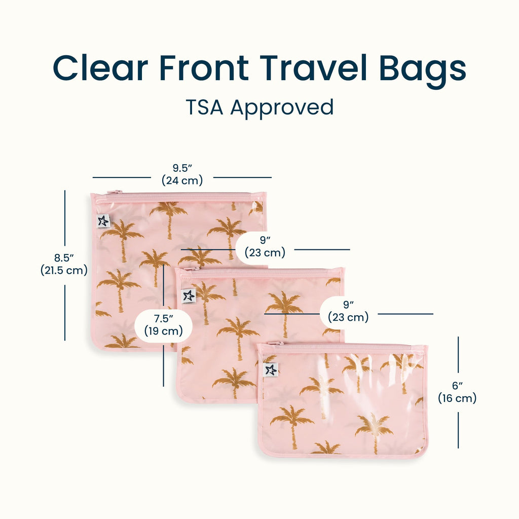 Tiny Twinkle Diaper Bag Organizing Pouches|3 Pack Mess-Proof Clear Front Travel Organizer Bags&TSA Approved Toiletry Bag Set for Baby and Mom Essentials