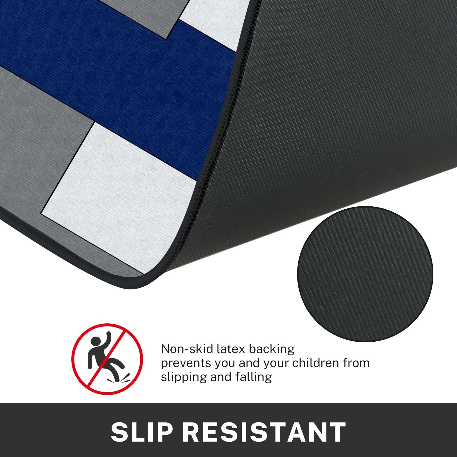 Blue Kitchen Rugs and Mats Non Skid Washable Set of 2, Grey White Modern Abstract Mats for Floor, Geometric Painting Runner Rug Graffiti Art Kitchen Decor