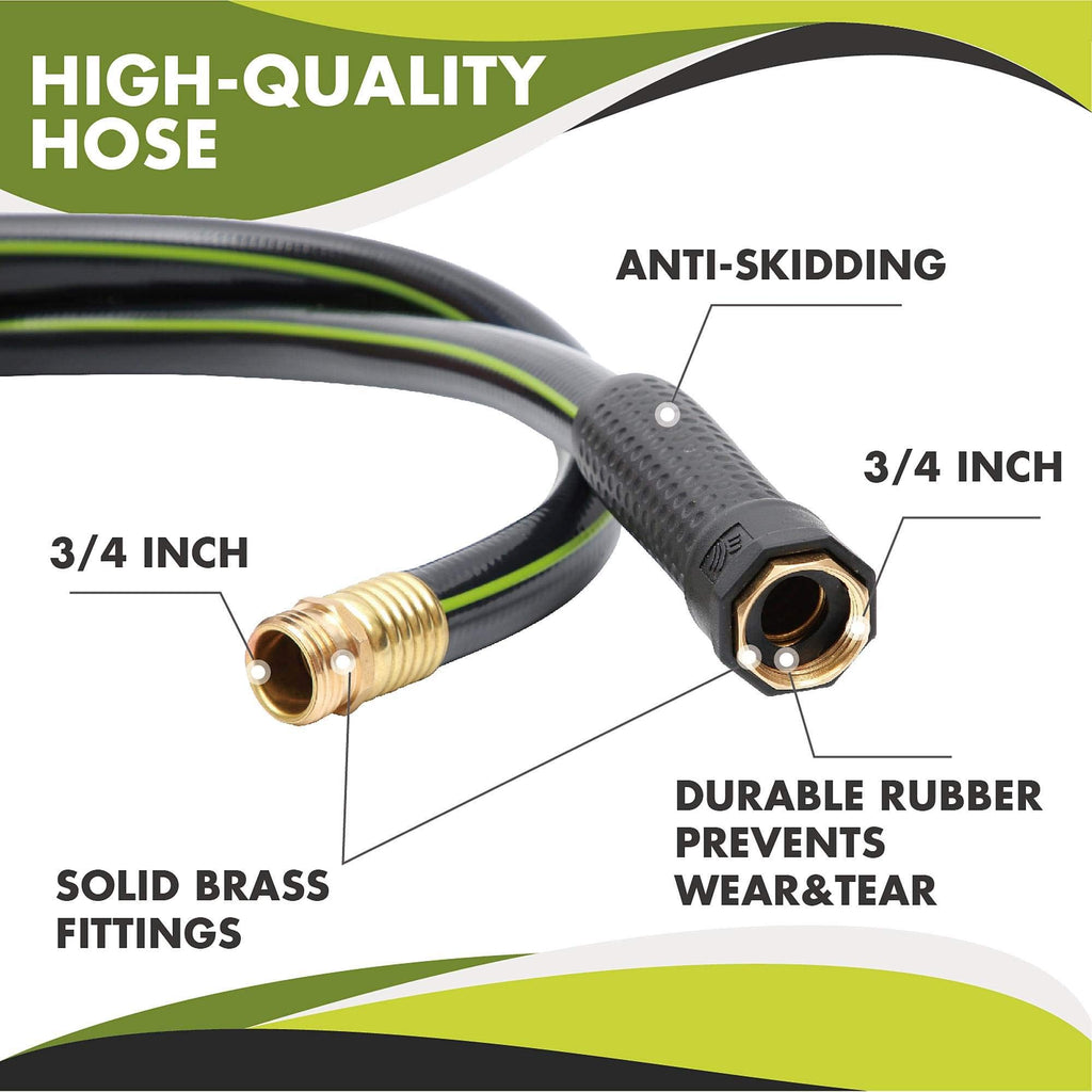 Worth Leader Short Garden Hose 3/4 in. x 2 ft. - Heavy Duty Lightweight PVC Water Hose - Flexible, No Kink, Leakproof, Male to Female Fittings - 200PSI Work & 500PSI Burst, for Lawn & Commercial Use