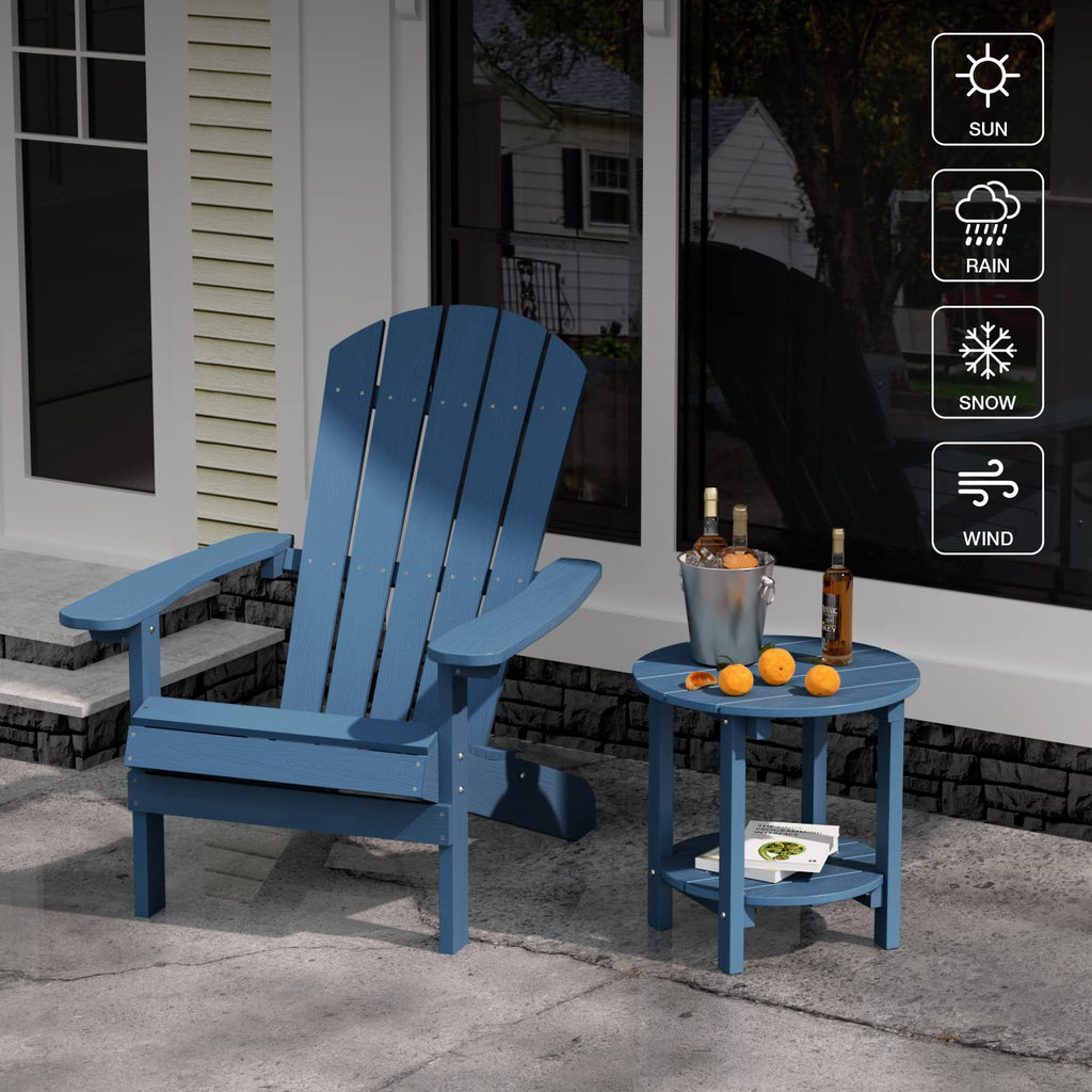 YEFU Adirondack Side Table, 18" Double Outdoor Side Table, Poly Lumber end Table, Weather Resistant for Indoor, Patio, Pool, Porch, Backyard-Black