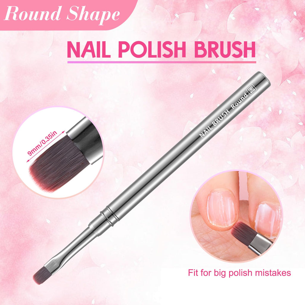 Nail Art Clean Up Brushes,Nail Brushes for Cleaning Polish Mistakes on the Cuticles, Acetone Resistant Nail Brush, Fingernail Cleaning Brushes for Nail Art and Designs (2 Pcs Round&Angled)