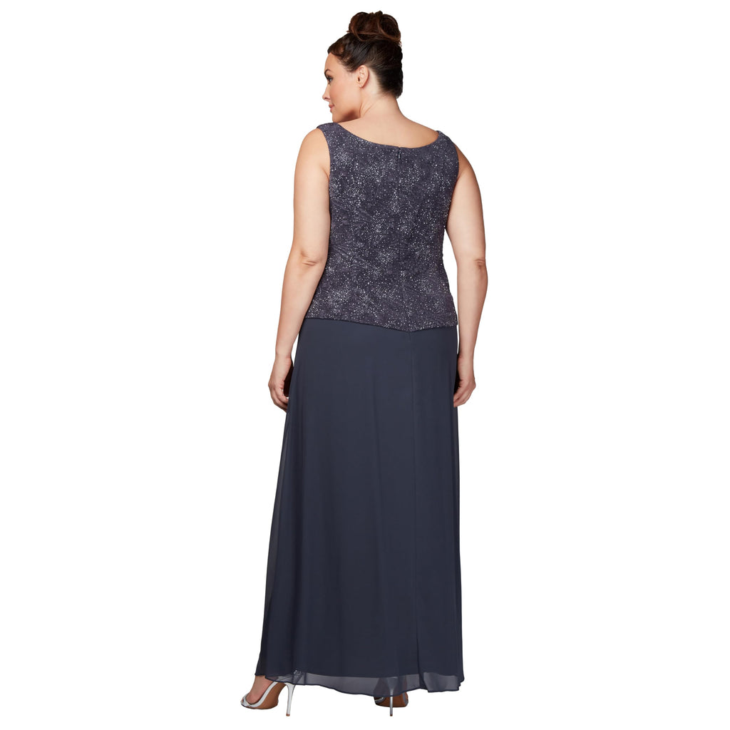 Alex Evenings Womens Long Dress with Mandarin Neckline Jacket