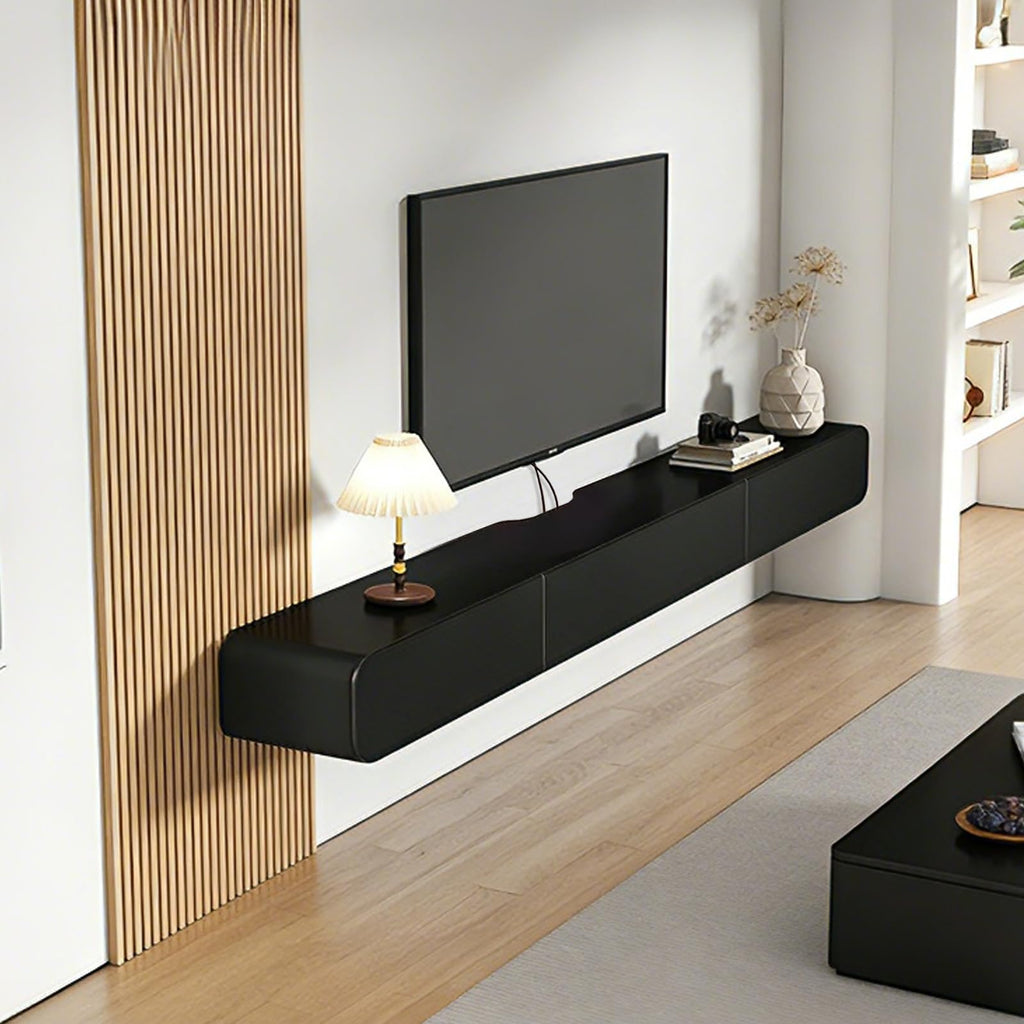 FPIGSHS Wall Mounted Media Console with 2 Drawers Solid Wood Floating TV Stand Hanging TV Shelf Entertainment Center TV Cabinet, for Home Office (A, 120cm/47.2in)