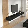 FPIGSHS Wall Mounted Media Console with 2 Drawers Solid Wood Floating TV Stand Hanging TV Shelf Entertainment Center TV Cabinet, for Home Office (A, 120cm/47.2in)